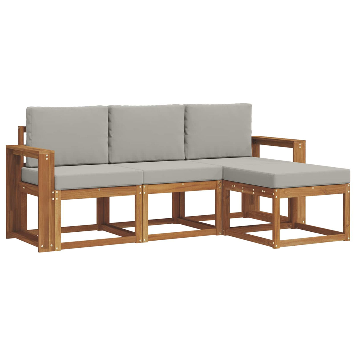 Set vanjskih sofa 4 kom. Prirodna i svijetlo siva Smeđa 197,5 x 63 x 73 cm