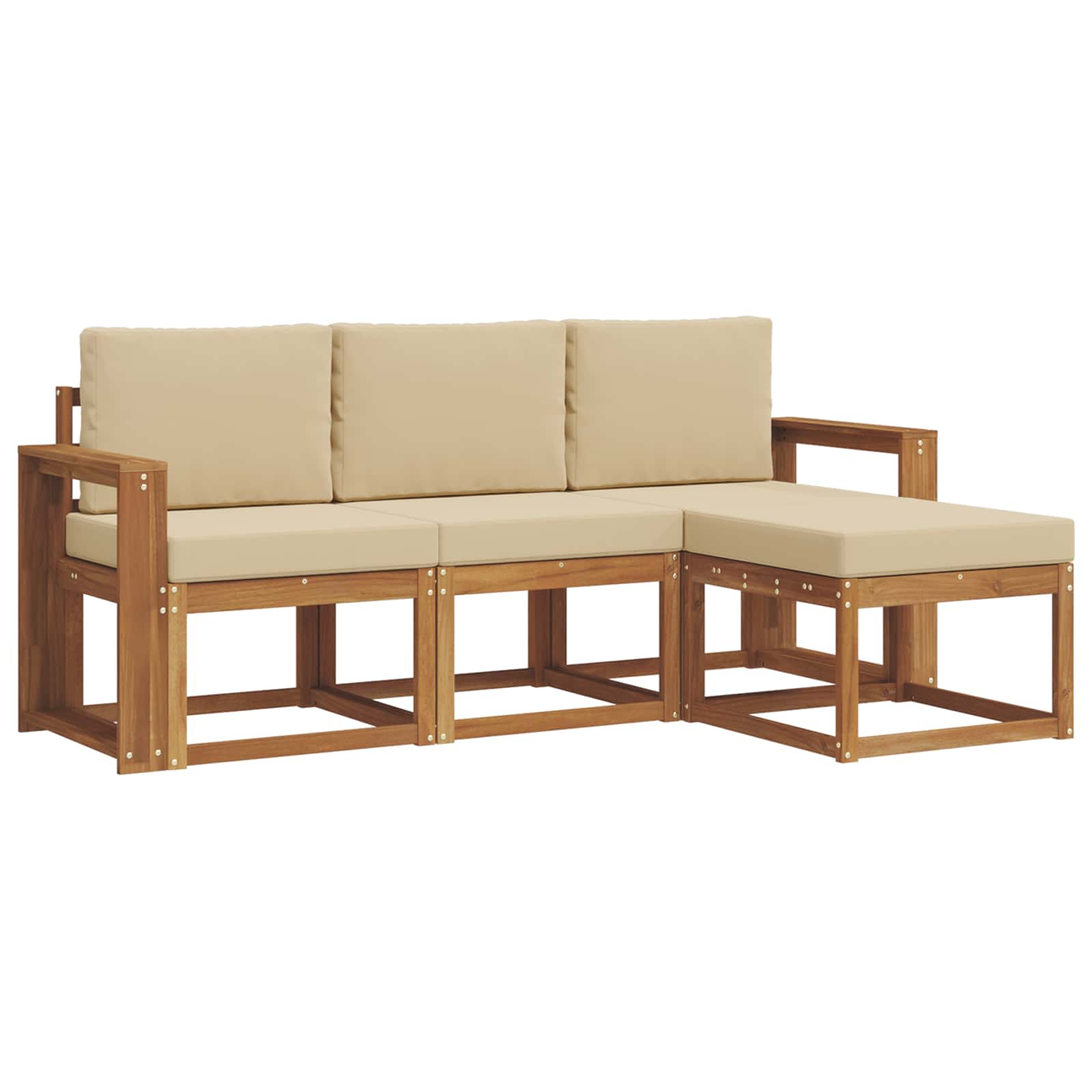 Set vanjskih sofa s jastukom 4 pcs Prirodna i bež