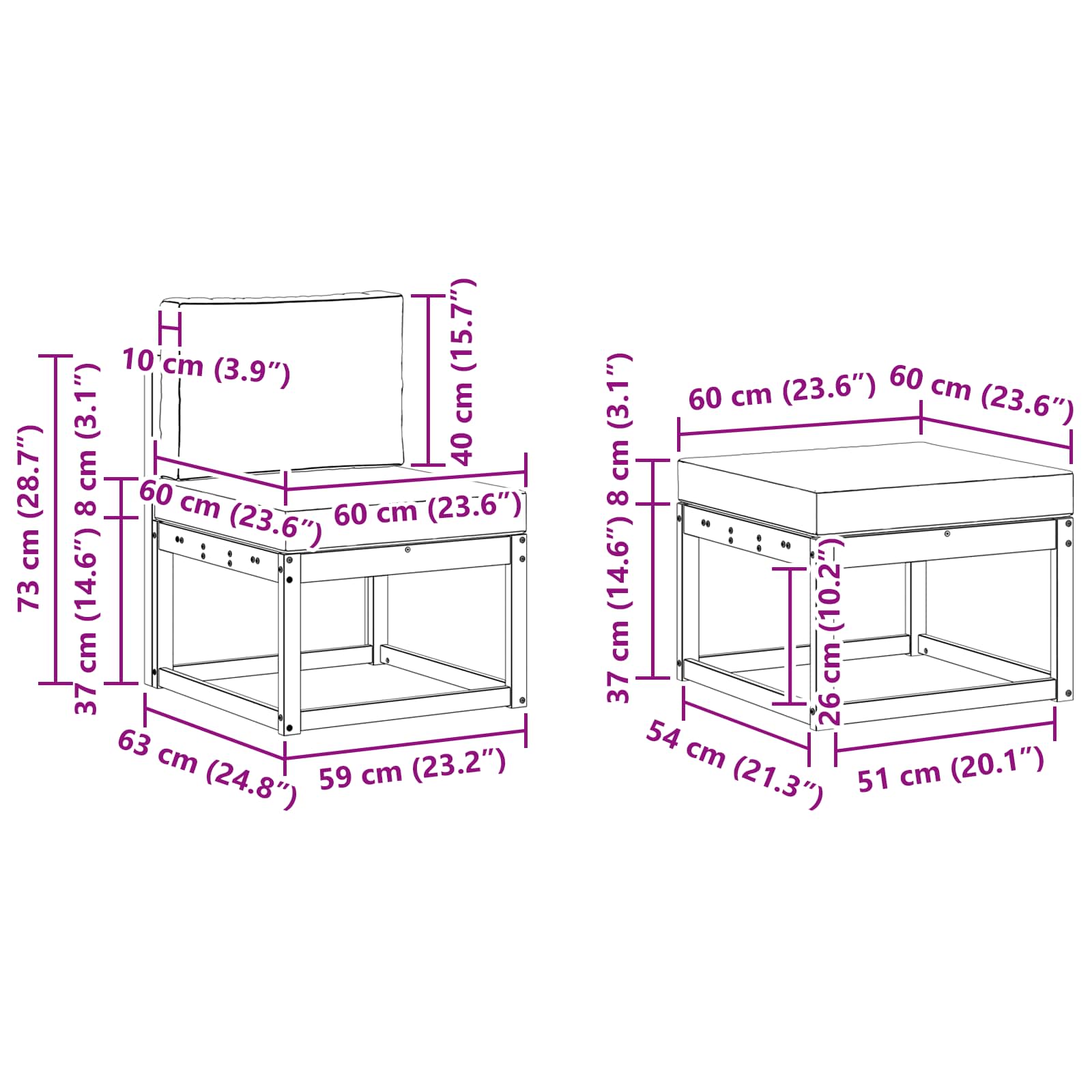 Set vanjskih sofa s jastukom 4 pcs Prirodna i bež