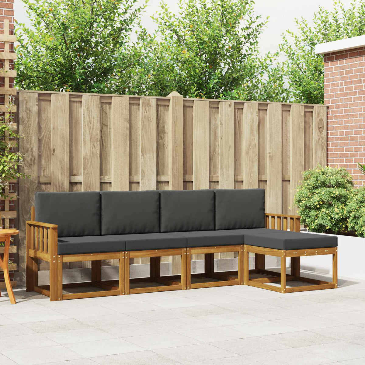 Set vanjskih sofa 5 kom. Prirodna i antracit Smeđa 249 x 122,5 x 73 cm