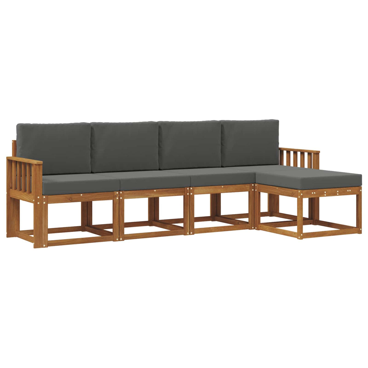 Set vanjskih sofa 5 kom. Prirodna i antracit Smeđa 249 x 122,5 x 73 cm