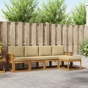 Set vanjskih sofa 5 kom. Prirodna i bež Smeđa 249 x 122,5 x 73 cm