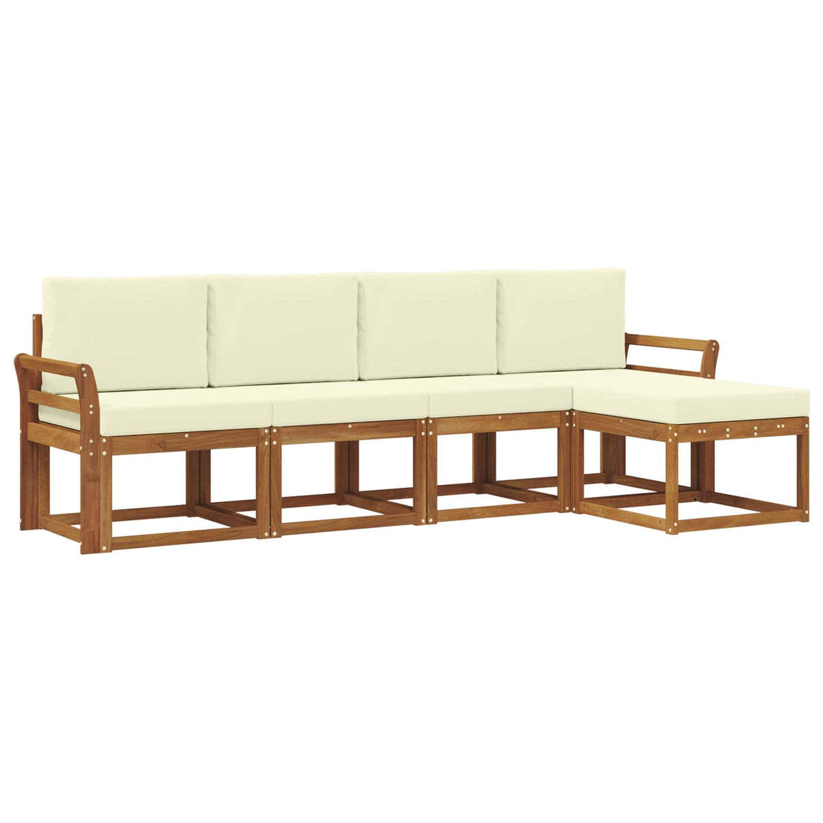 Set vanjskih sofa 5 kom. Prirodna i krem Smeđa 253 x 122,5 x 73 cm
