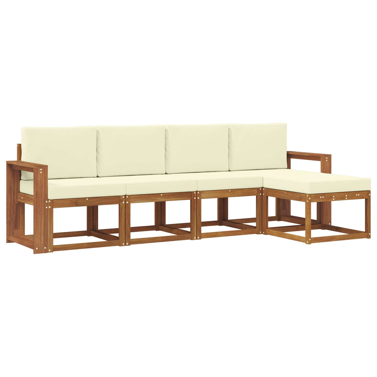 Set vanjskih sofa 5 kom. Prirodna i krem Smeđa 257 x 63 x 73 cm