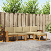 Set vanjskih sofa 5 kom. Prirodna i bež Smeđa 257 x 63 x 73 cm