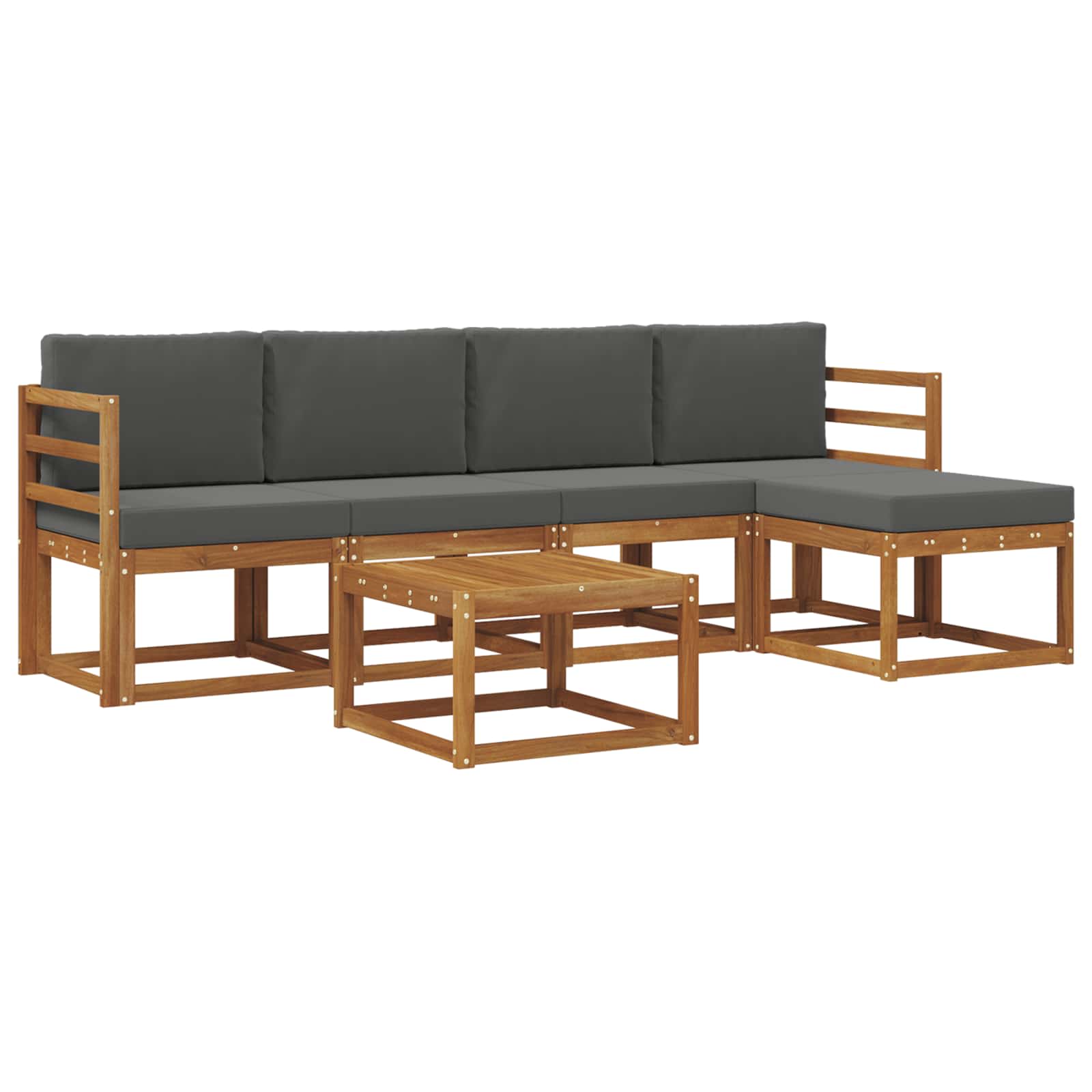 Set vanjskih sofa s jastukom 6 pcs Prirodna i antracit