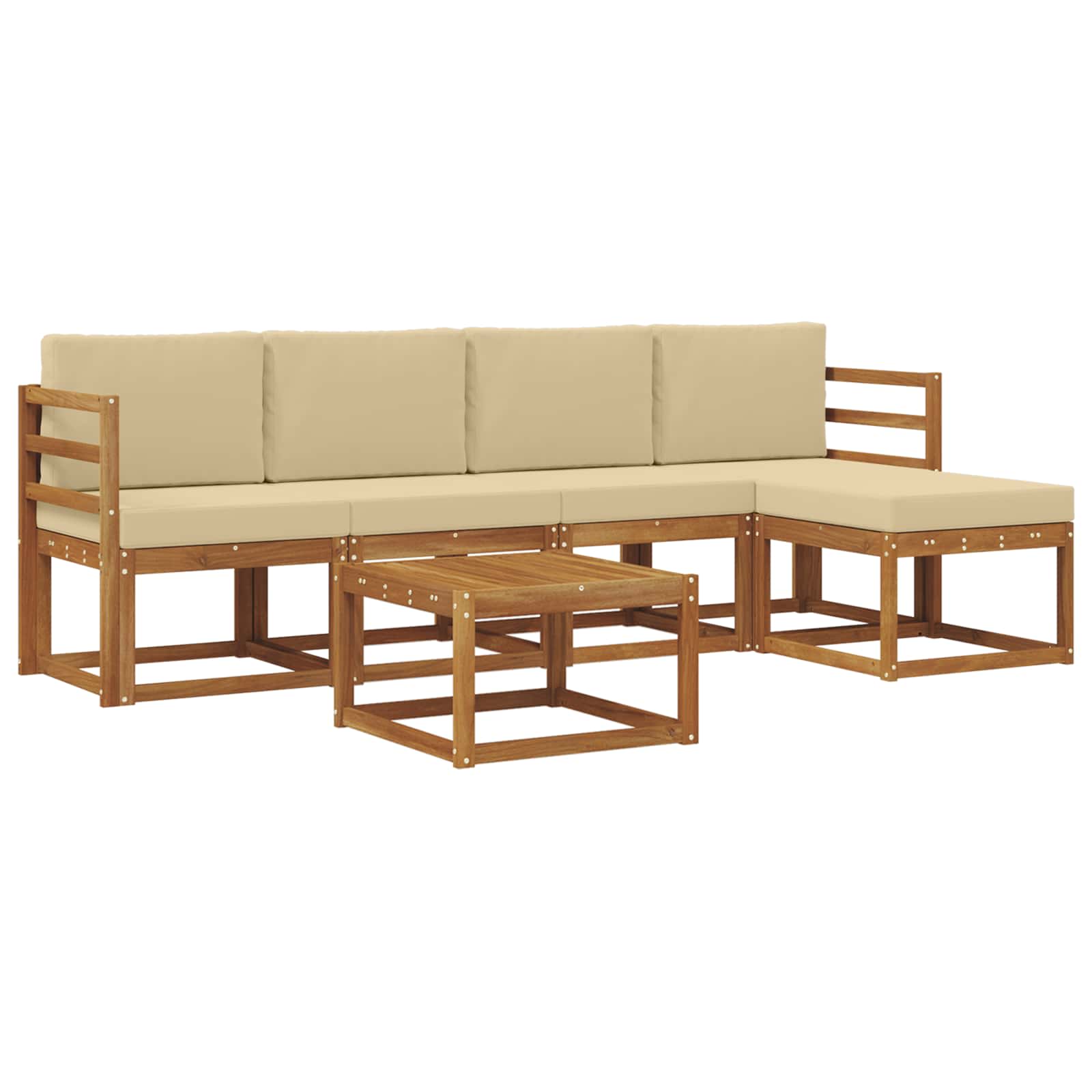 Set vanjskih sofa s jastukom 6 pcs Prirodna i bež
