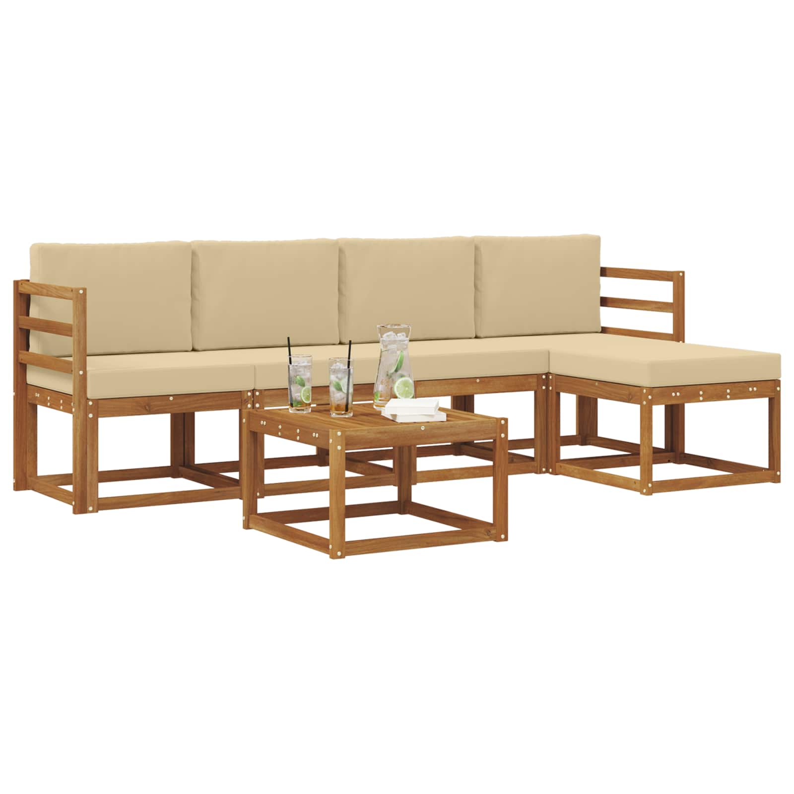 Set vanjskih sofa s jastukom 6 pcs Prirodna i bež
