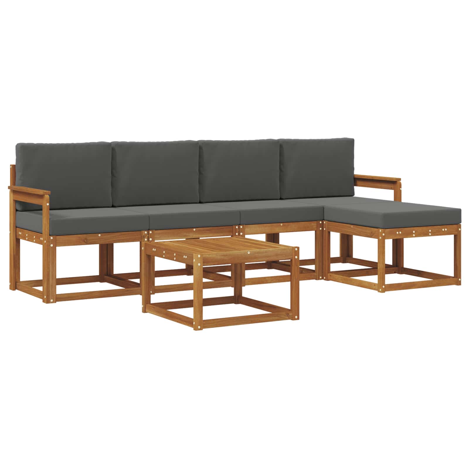 Set vanjskih sofa s jastukom 6 pcs Prirodna i antracit