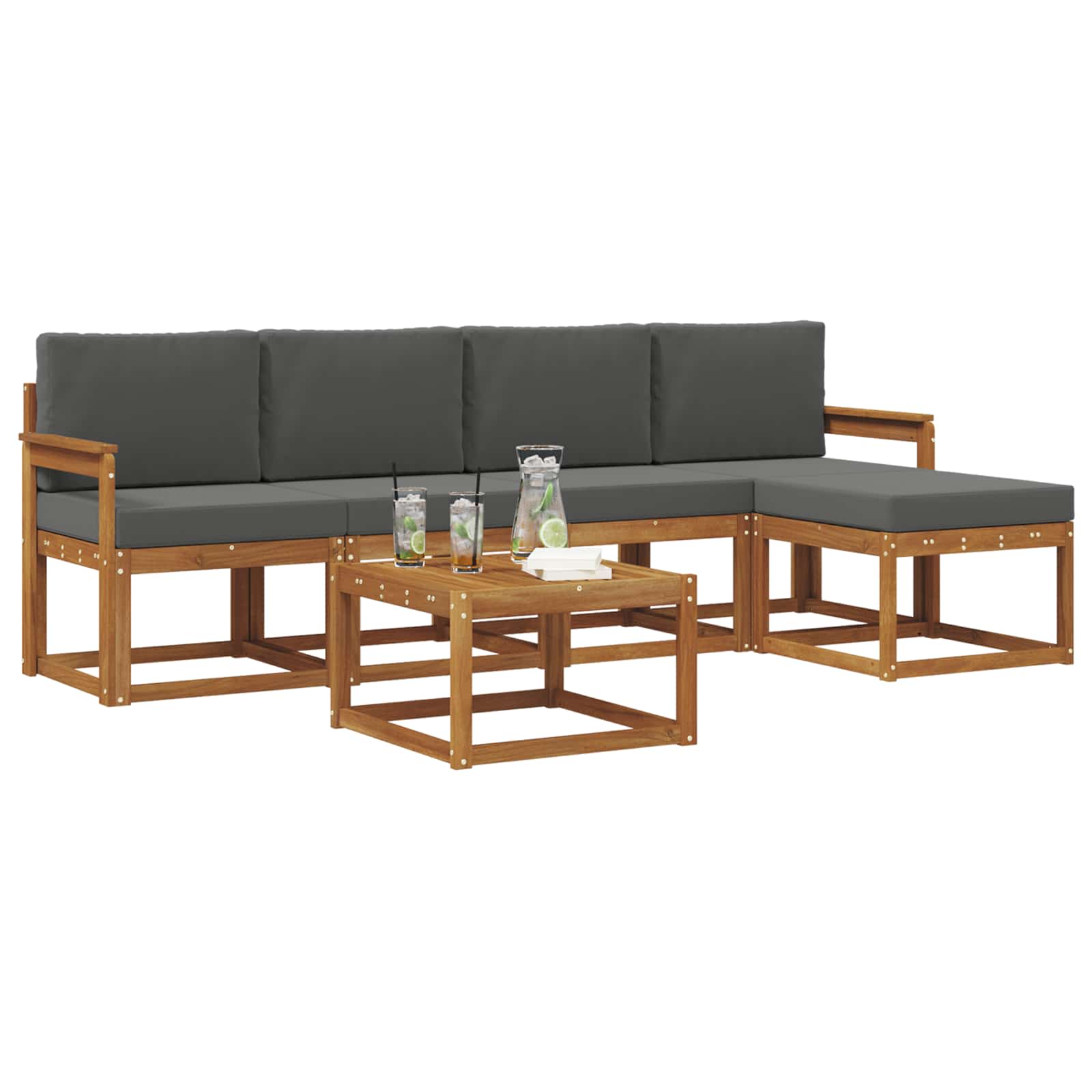 Set vanjskih sofa s jastukom 6 pcs Prirodna i antracit