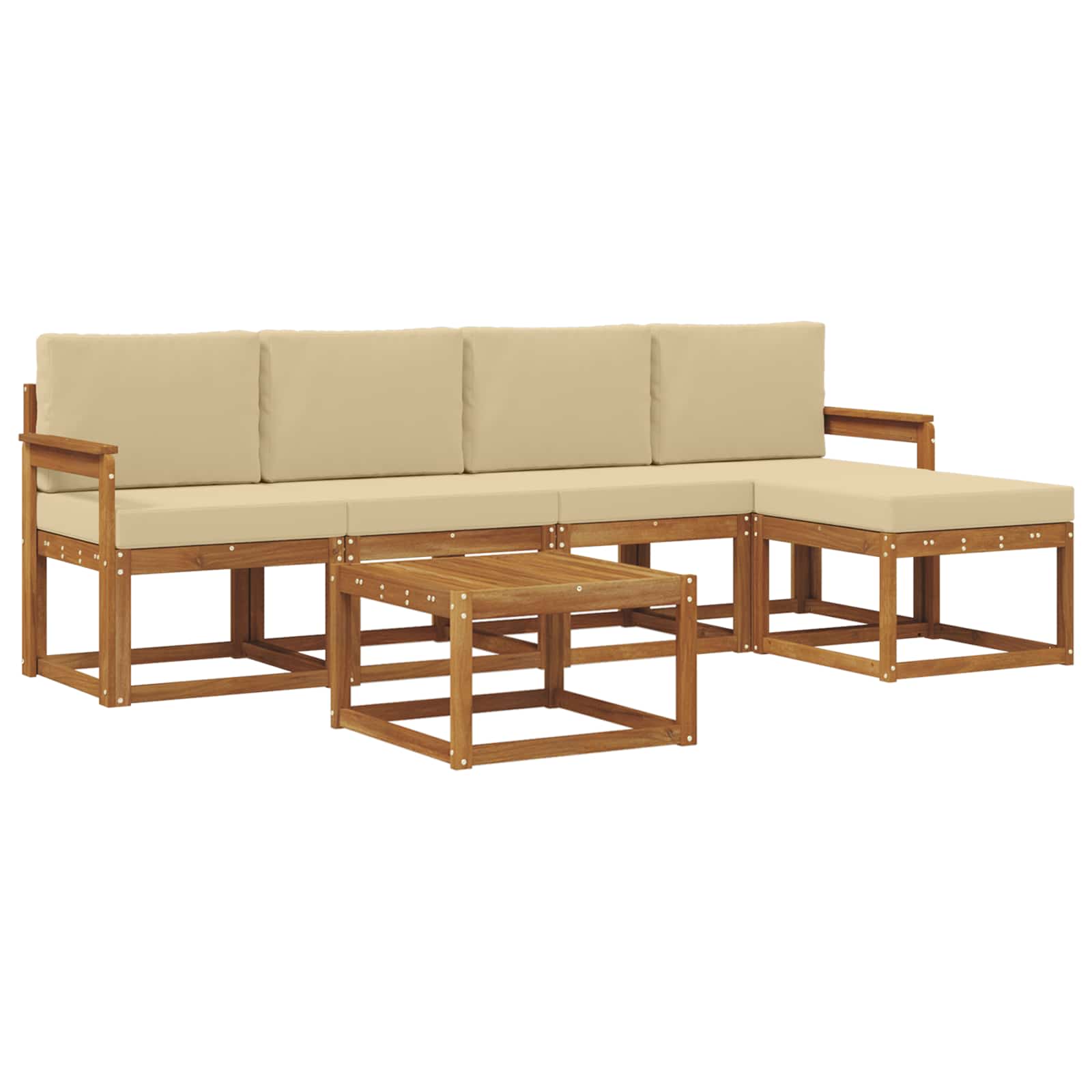 Set vanjskih sofa s jastukom 6 pcs Prirodna i bež