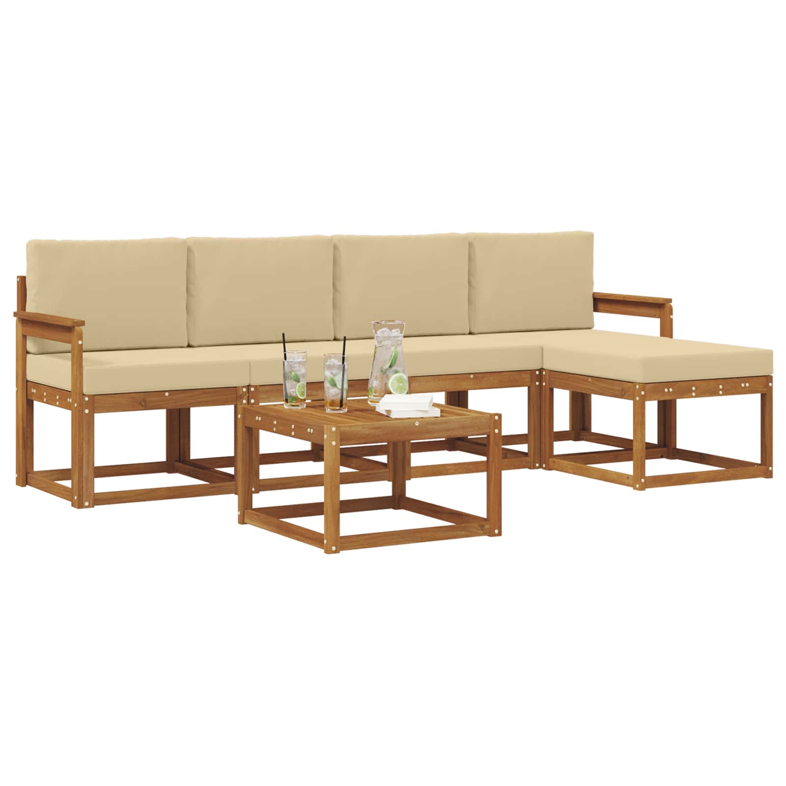 Set vanjskih sofa s jastukom 6 pcs Prirodna i bež