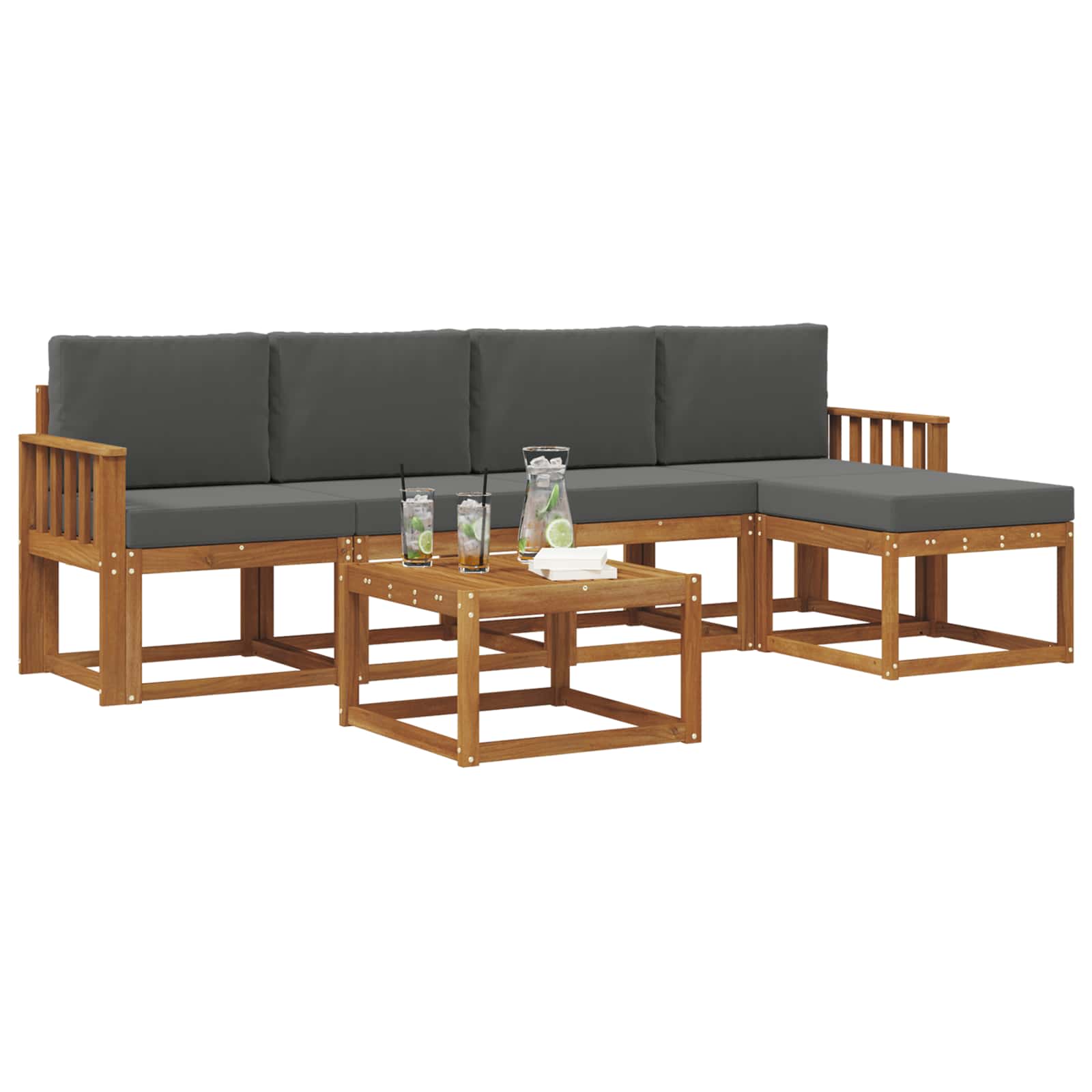 Set vanjskih sofa s jastukom 6 pcs Prirodna i antracit