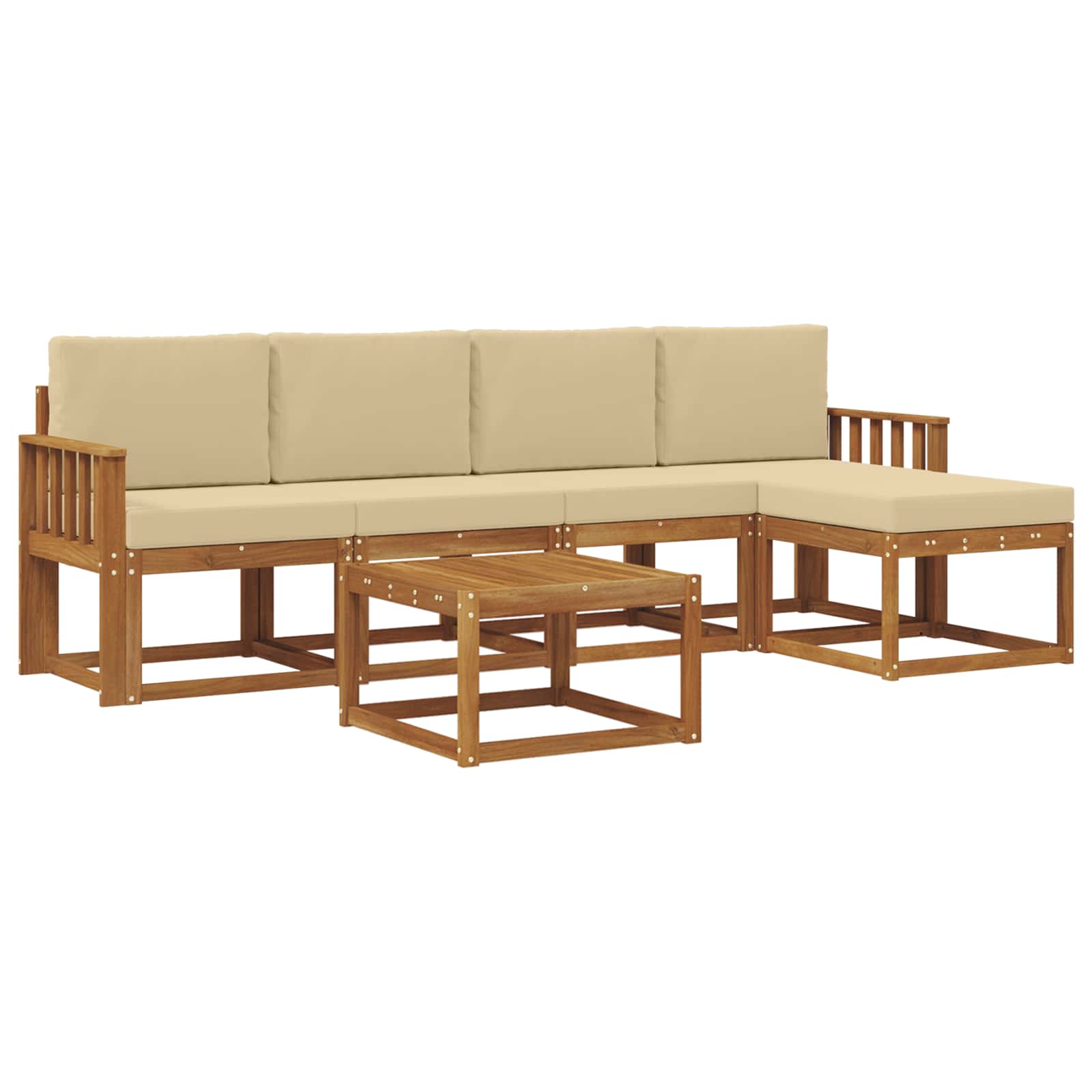 Set vanjskih sofa s jastukom 6 pcs Prirodna i bež