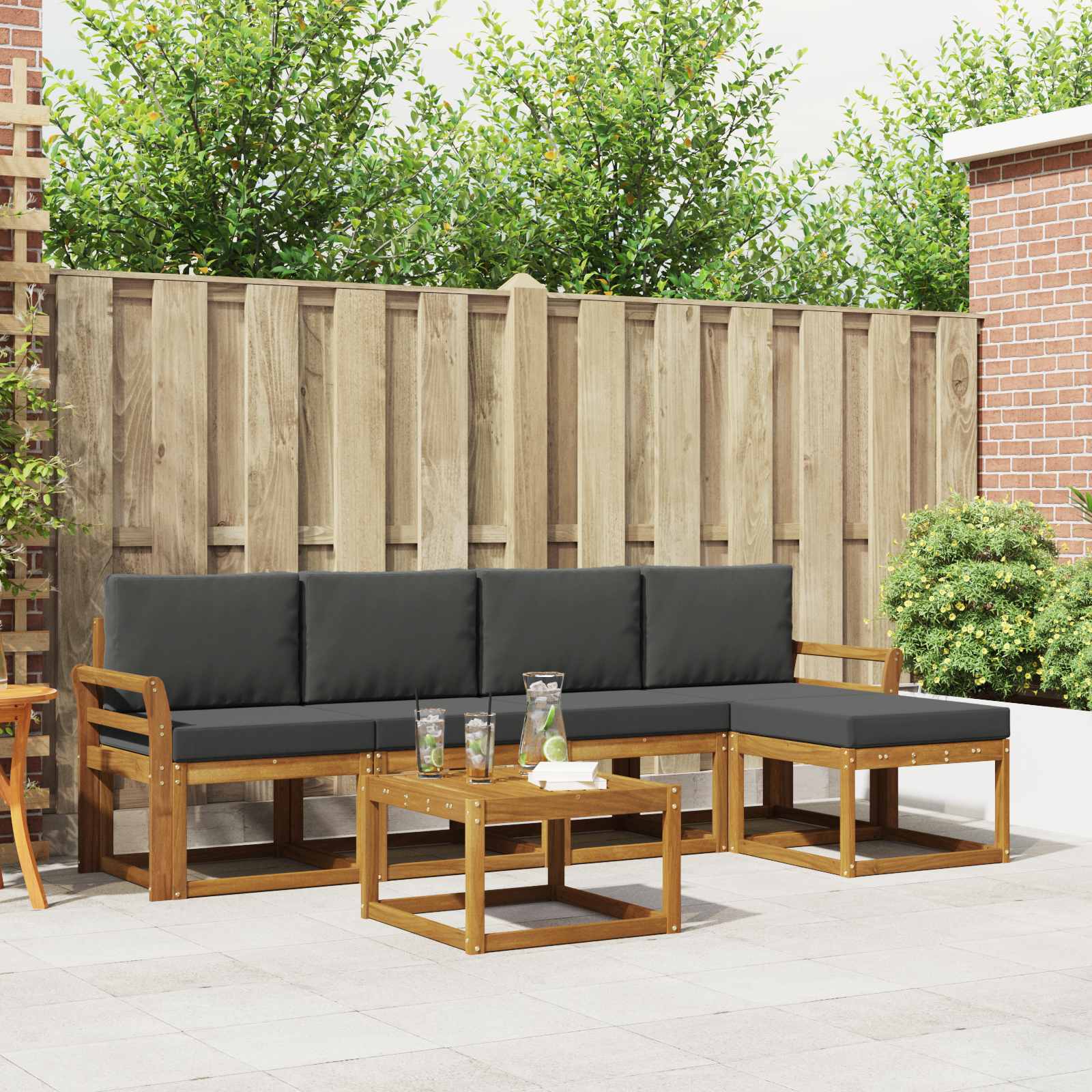 Set vanjskih sofa s jastukom 6 pcs Prirodna i antracit