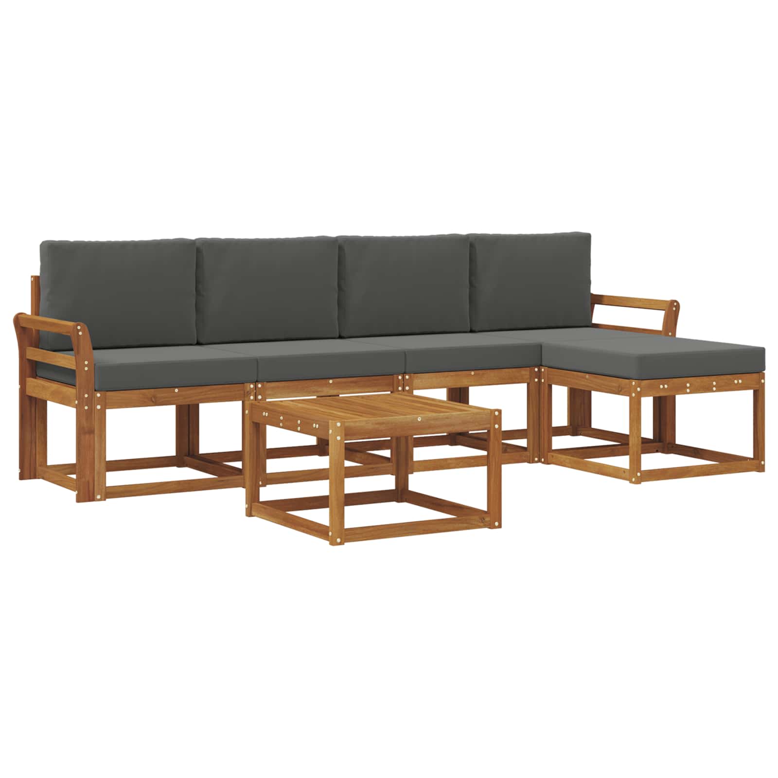 Set vanjskih sofa s jastukom 6 pcs Prirodna i antracit