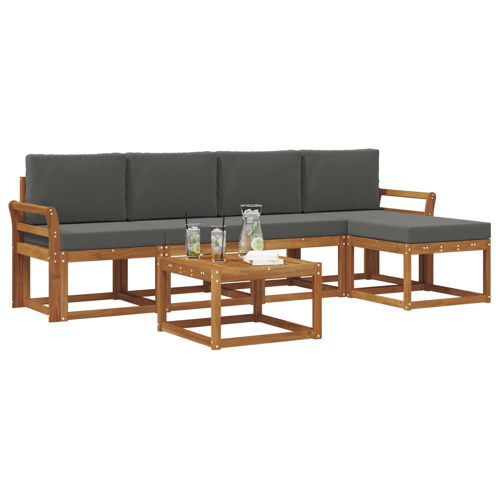 Set vanjskih sofa s jastukom 6 pcs Prirodna i antracit