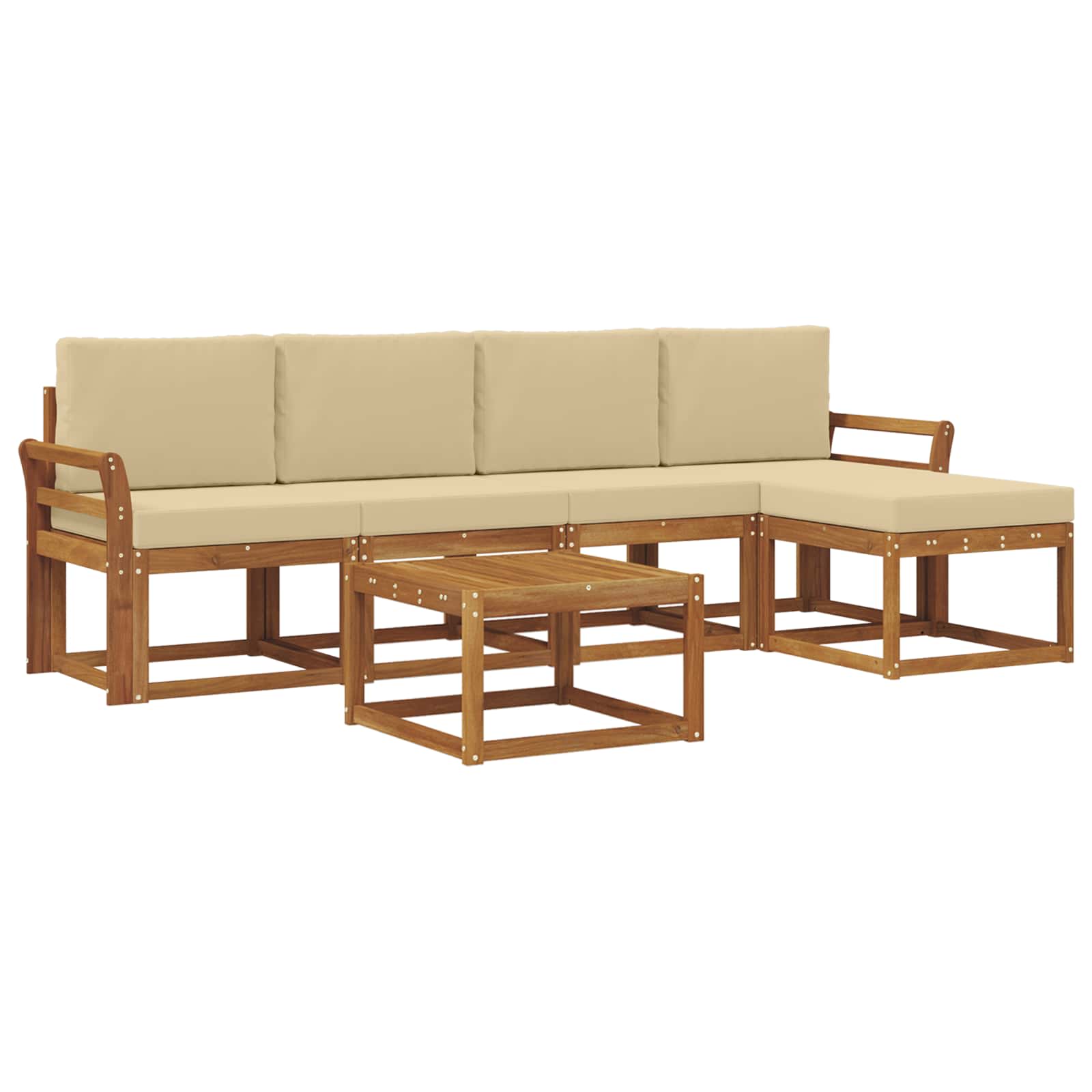 Set vanjskih sofa s jastukom 6 pcs Prirodna i bež