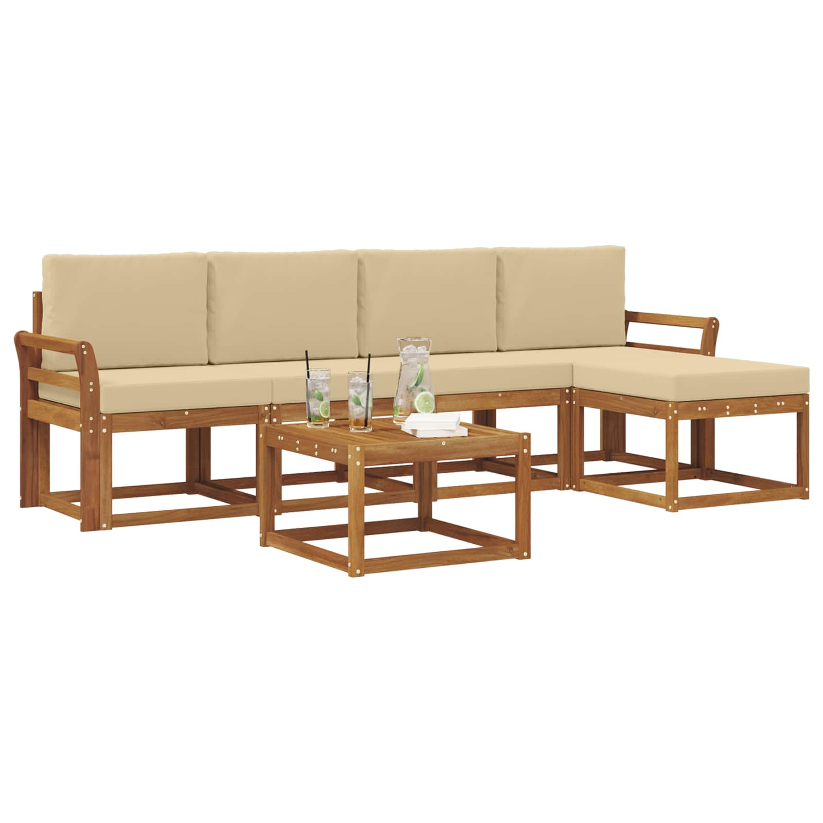 Set vanjskih sofa s jastukom 6 pcs Prirodna i bež