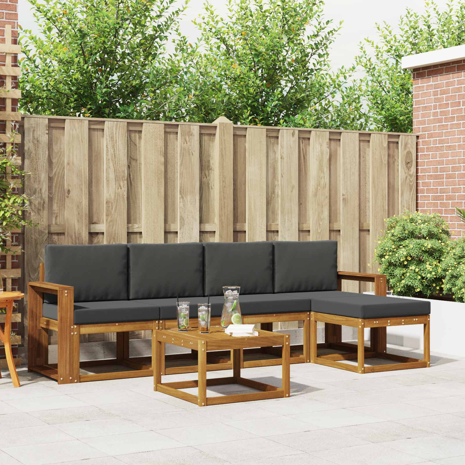 Set vanjskih sofa s jastukom 6 pcs Prirodna i antracit