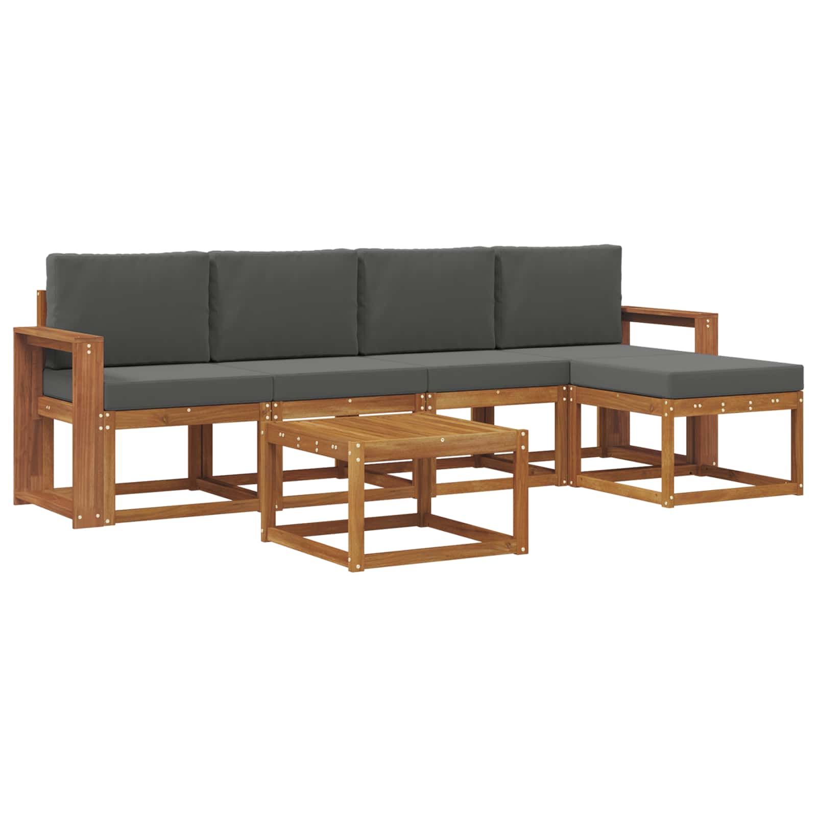 Set vanjskih sofa s jastukom 6 pcs Prirodna i antracit