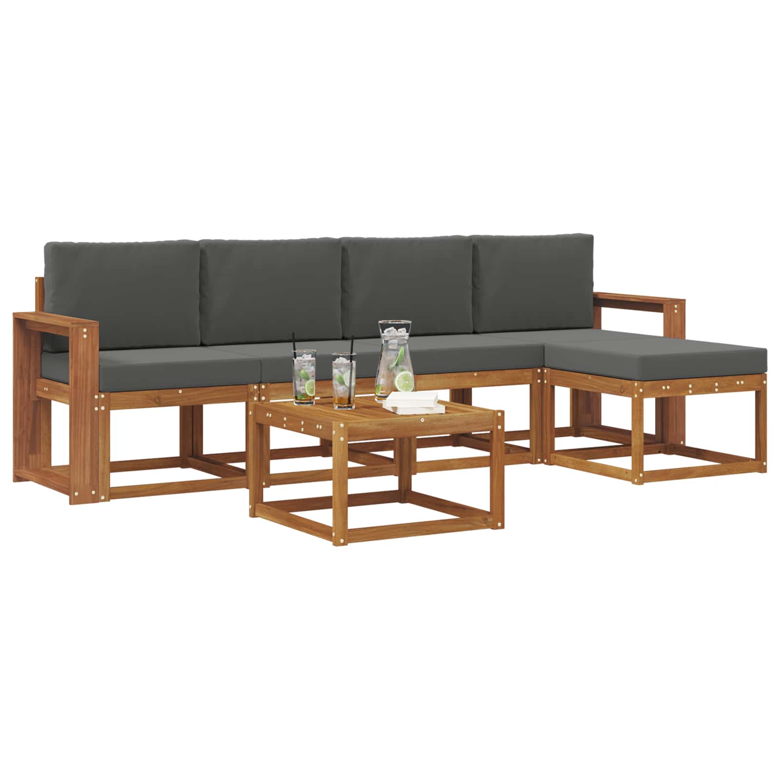 Set vanjskih sofa s jastukom 6 pcs Prirodna i antracit