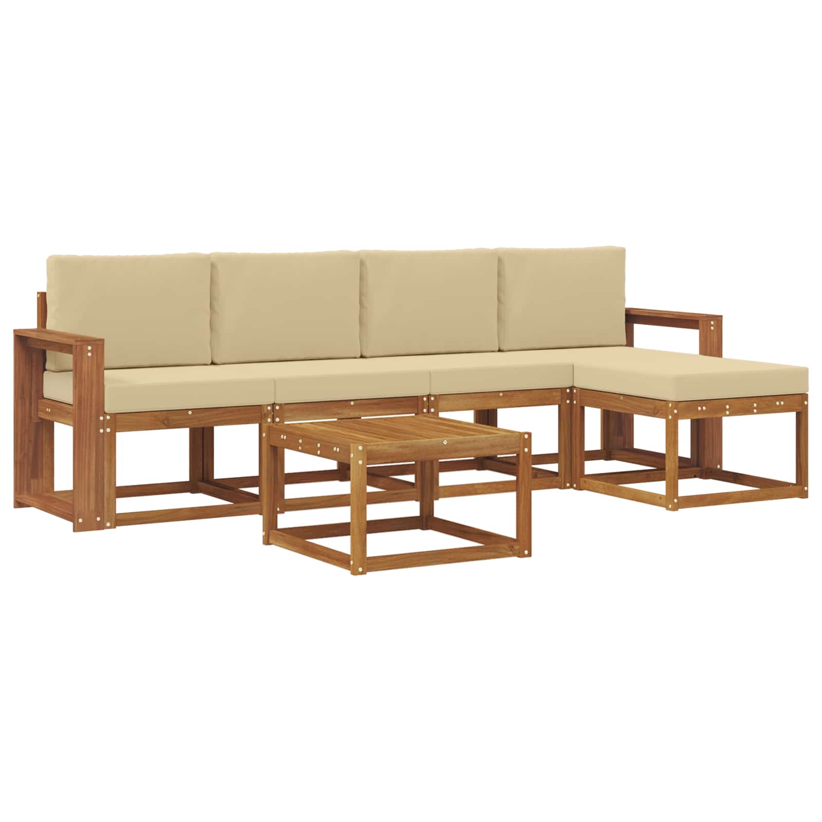 Set vanjskih sofa s jastukom 6 pcs Prirodna i bež