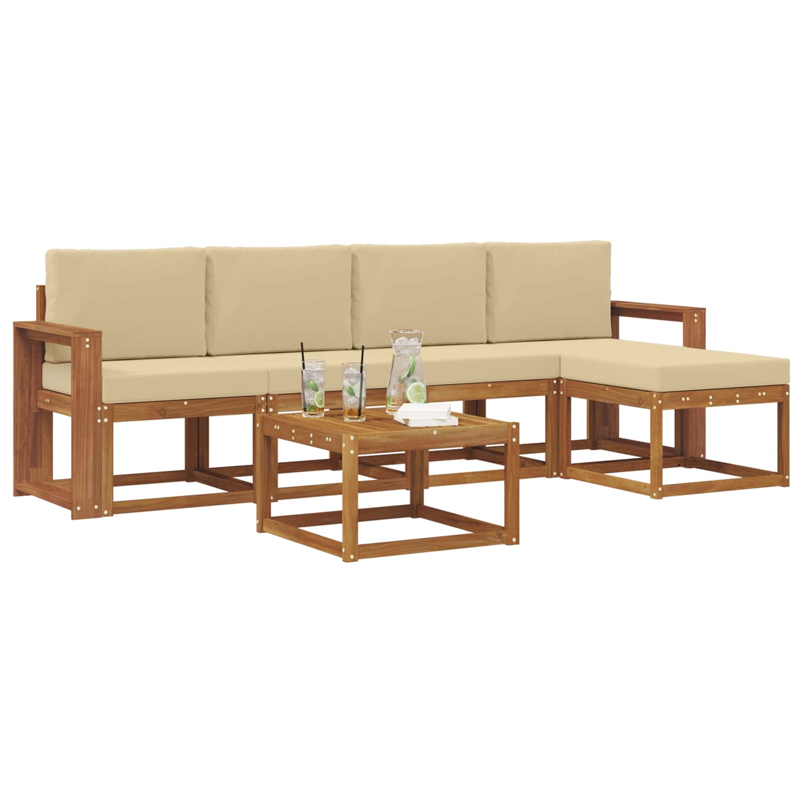 Set vanjskih sofa s jastukom 6 pcs Prirodna i bež