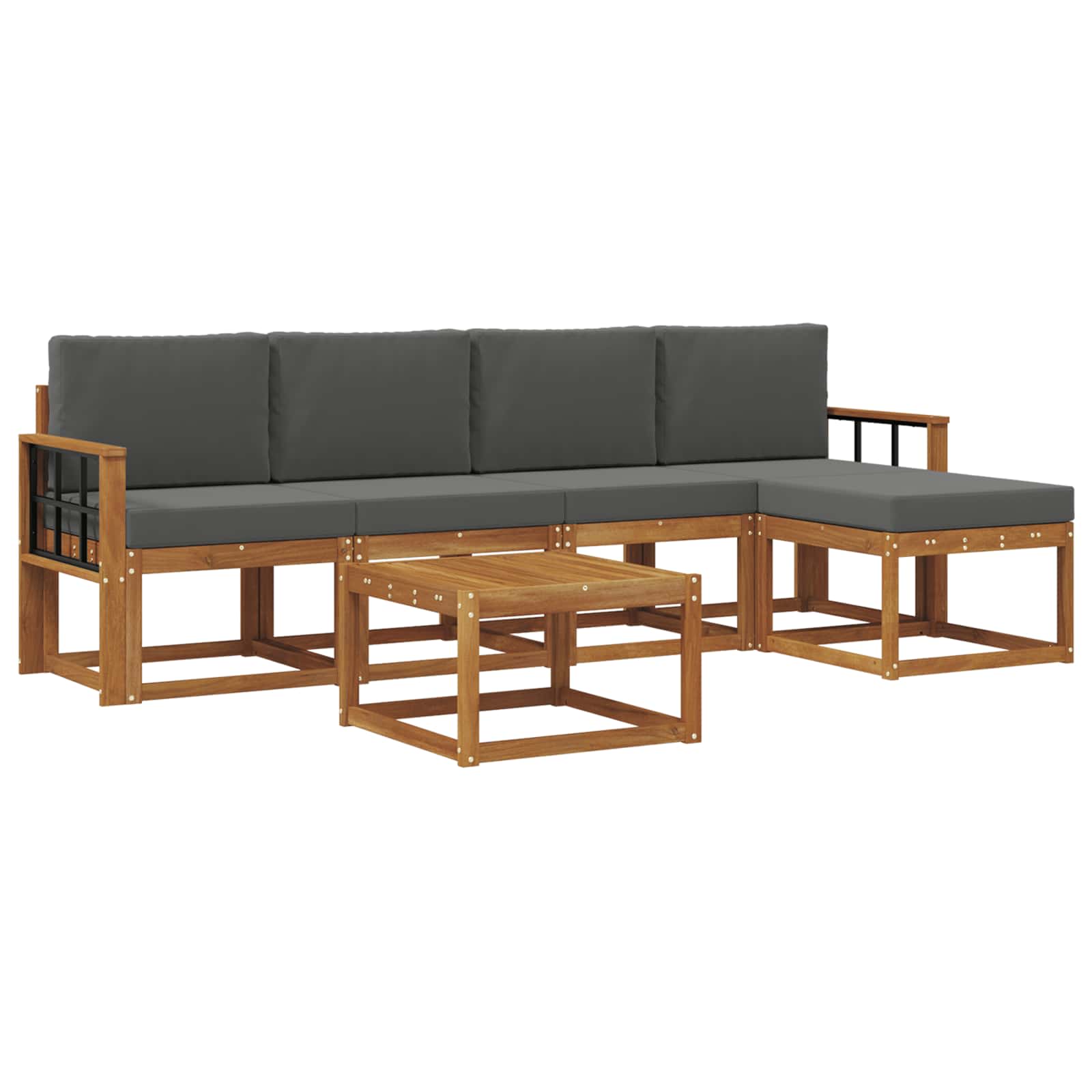 Set vanjskih sofa s jastukom 6 pcs Prirodna i antracit