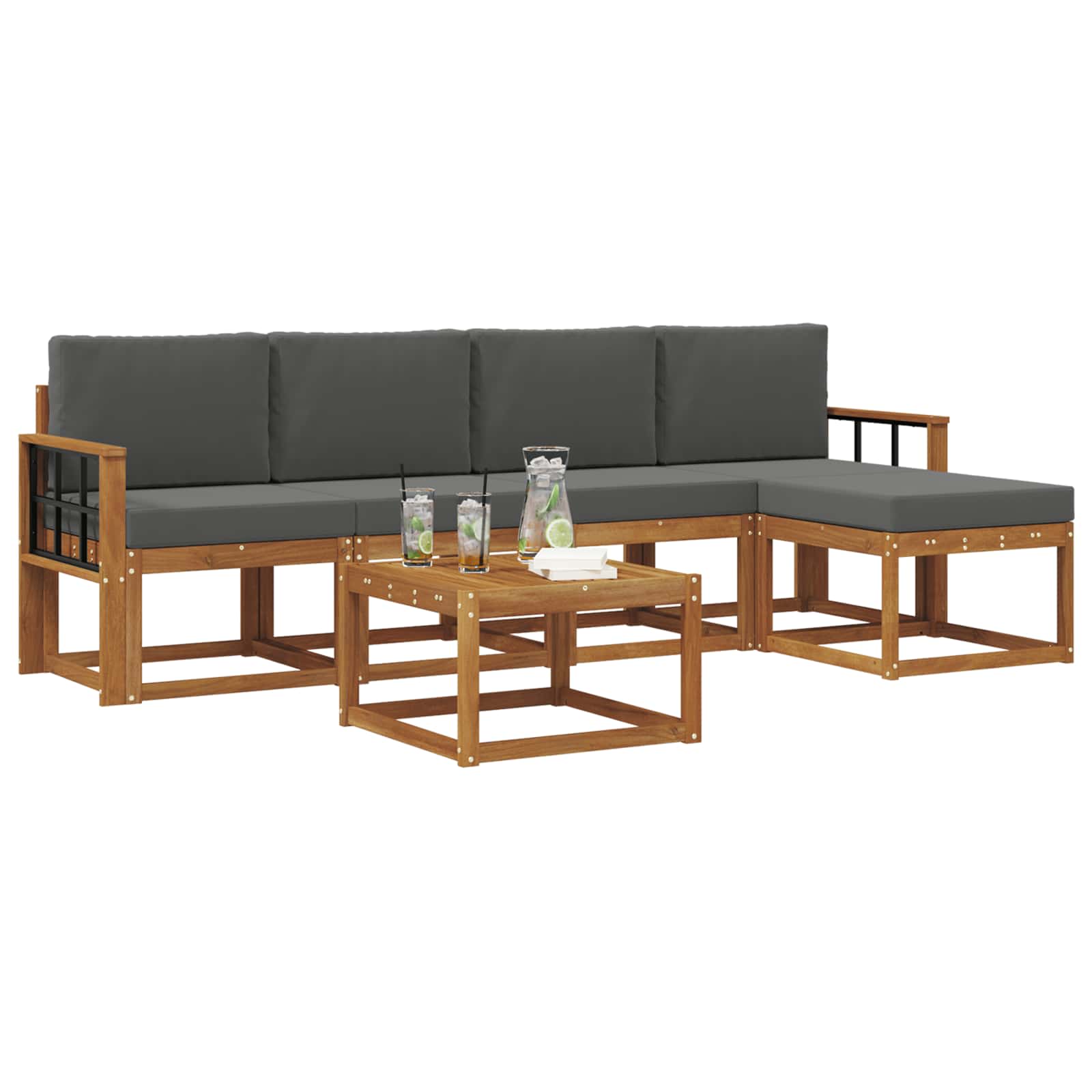 Set vanjskih sofa s jastukom 6 pcs Prirodna i antracit