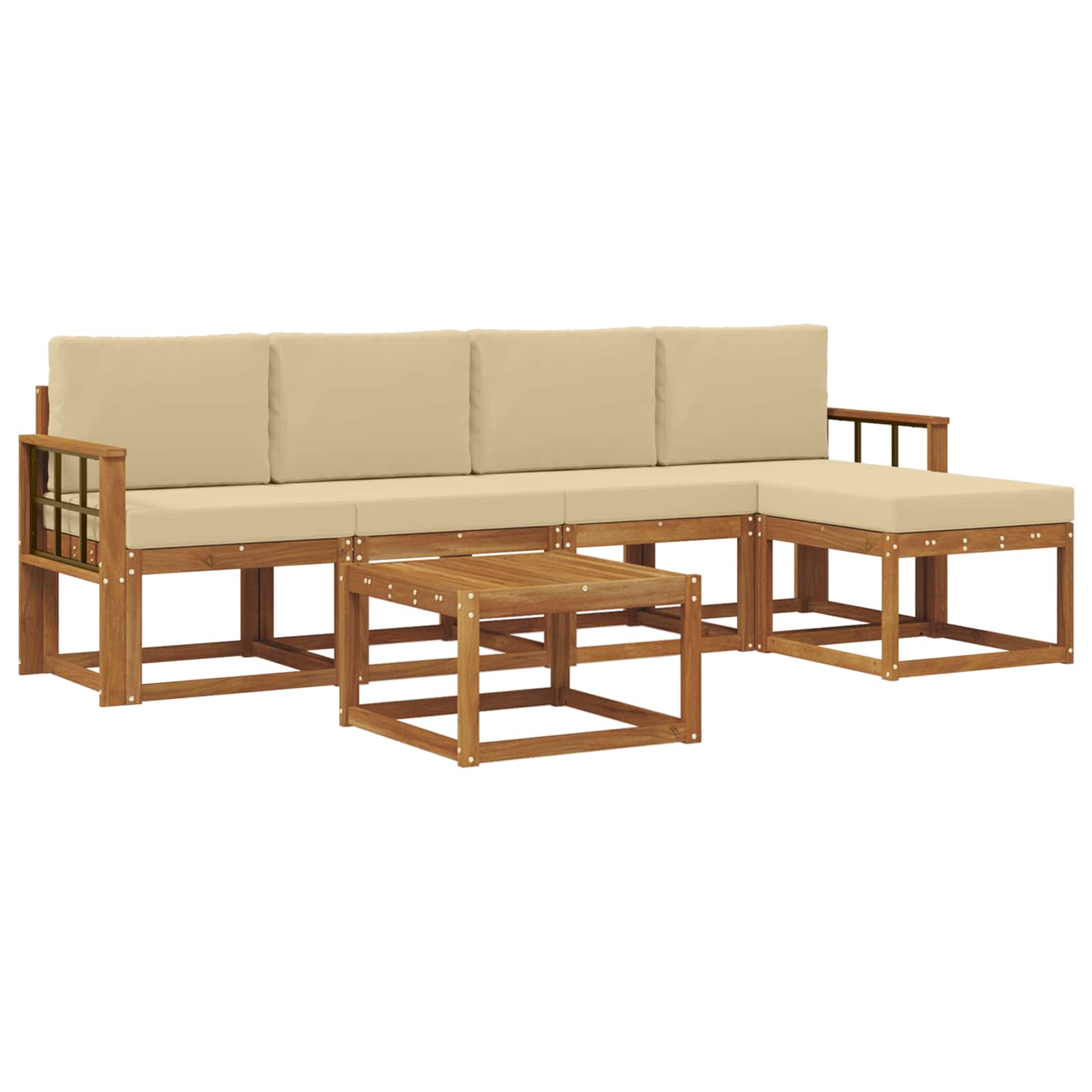 Set vanjskih sofa s jastukom 6 pcs Prirodna i bež