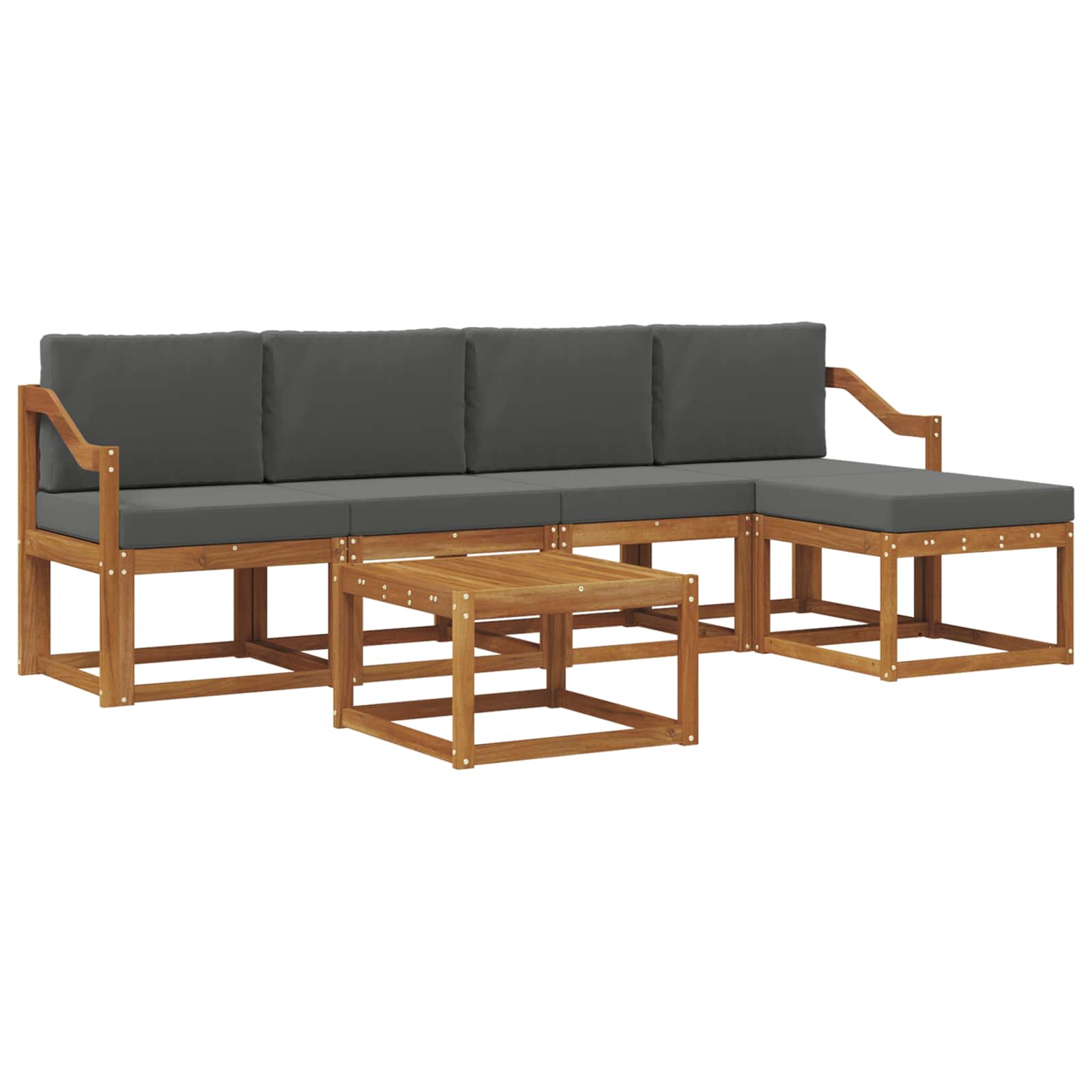 Set vanjskih sofa s jastukom 6 pcs Prirodna i antracit