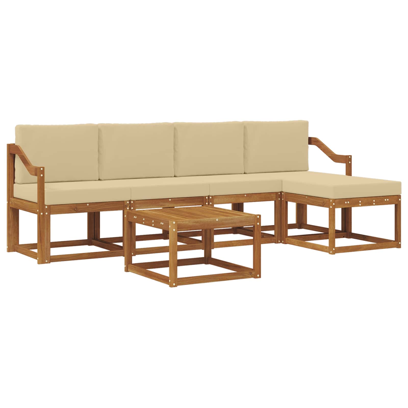 Set vanjskih sofa s jastukom 6 pcs Prirodna i bež