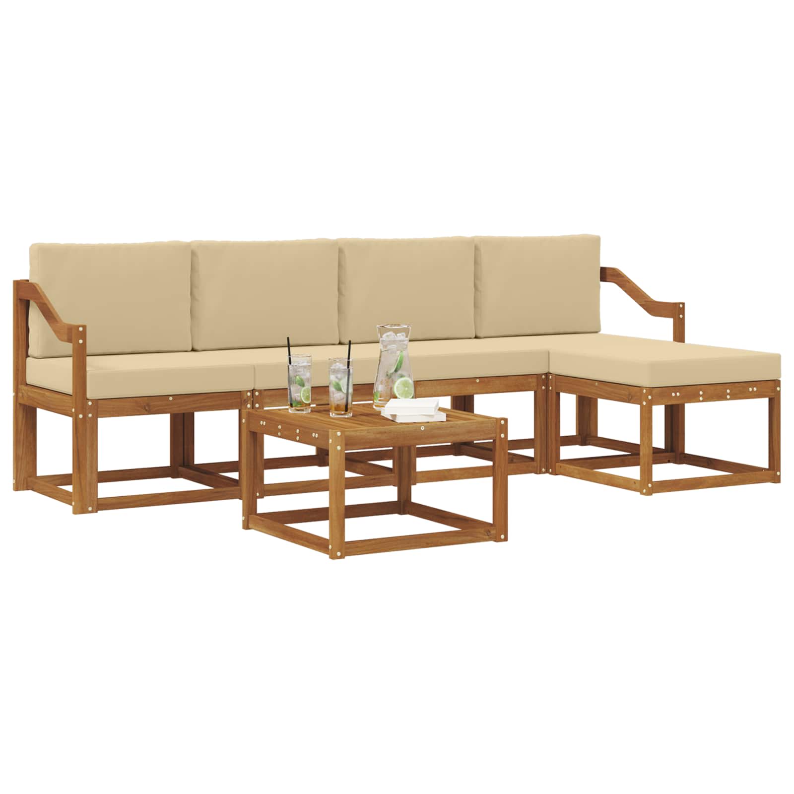 Set vanjskih sofa s jastukom 6 pcs Prirodna i bež