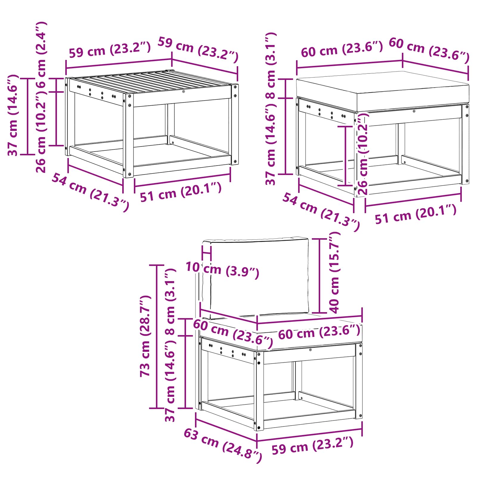 Set vanjskih sofa s jastukom 6 pcs Prirodna i bež