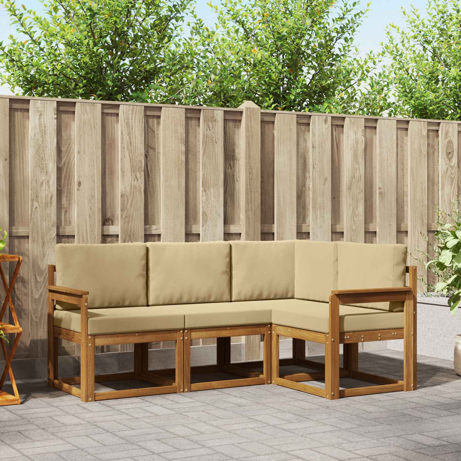 Set vanjskih sofa s jastukom 4 pcs Prirodna i bež