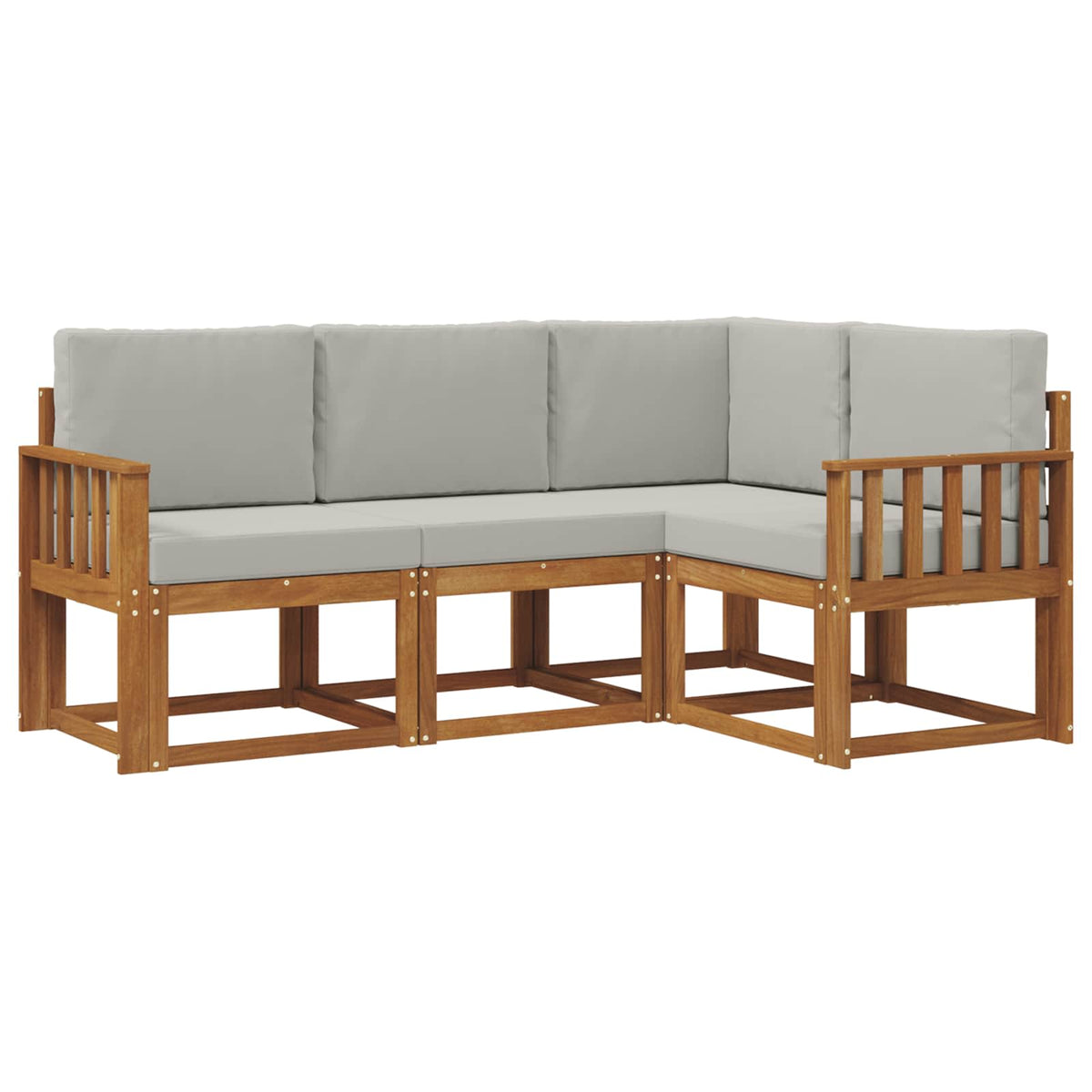 Set vanjskih sofa 4 kom. Prirodna i svijetlo siva Smeđa 187,5 x 128,5 x 73 cm