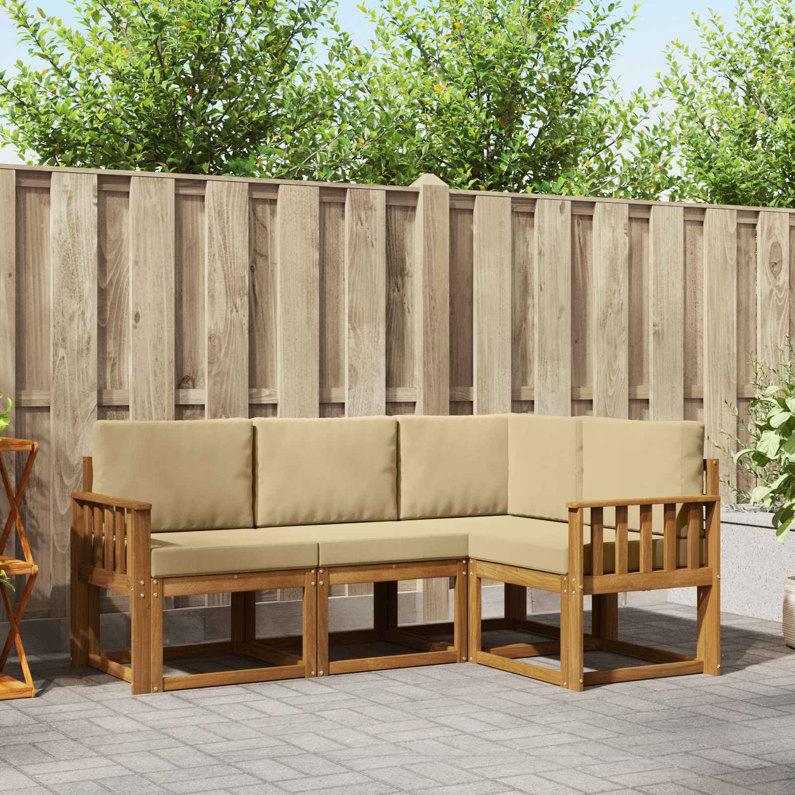 Set vanjskih sofa s jastukom 4 pcs Prirodna i bež