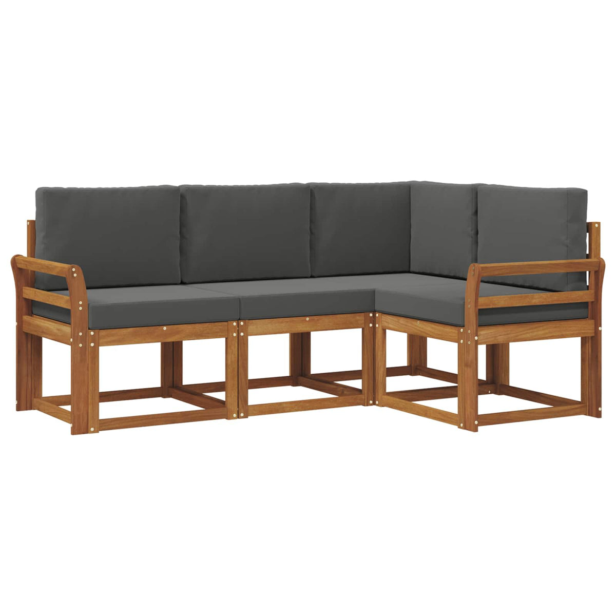 Set vanjskih sofa 4 kom. Prirodna i antracit Smeđa 190 x 130,5 x 73 cm