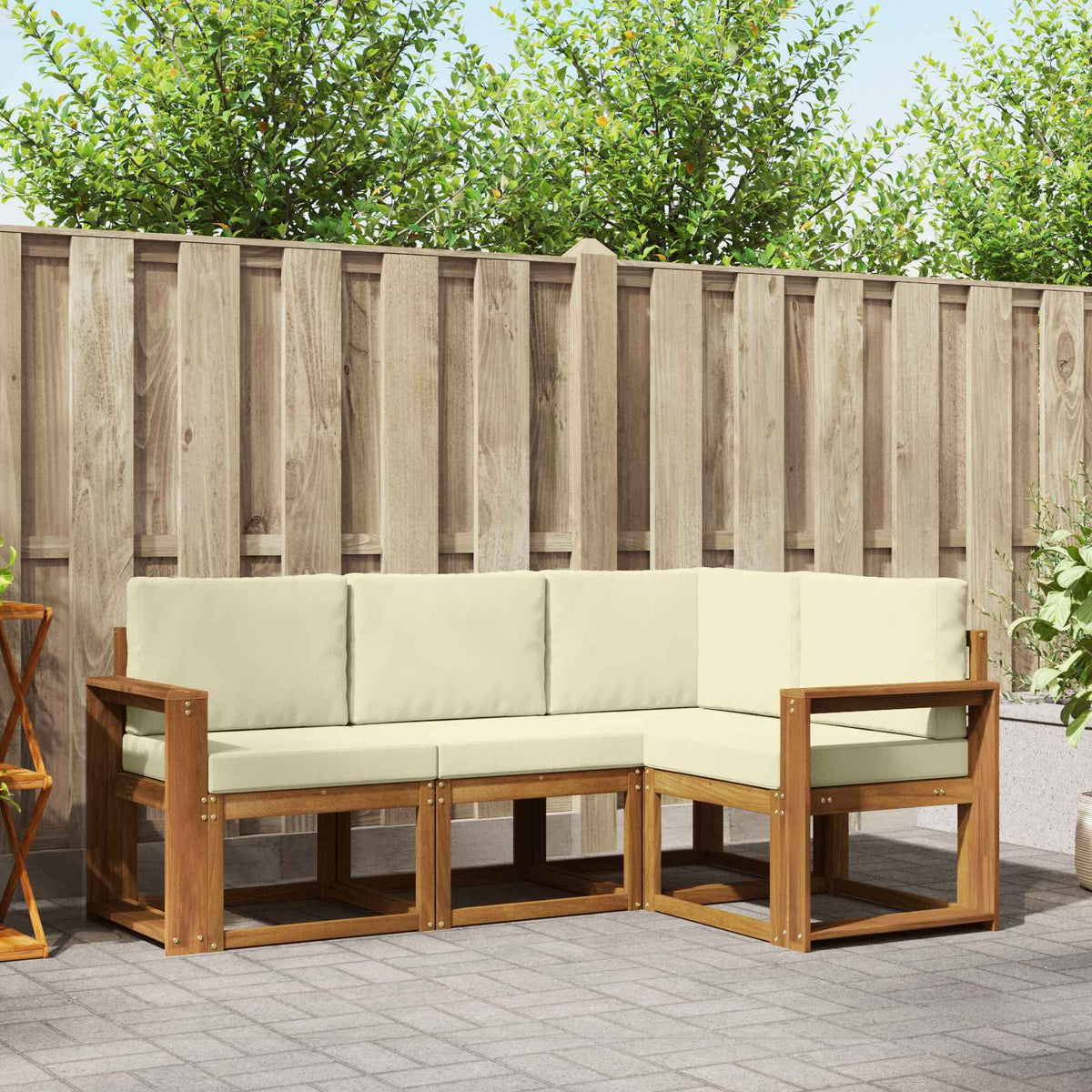 Set vanjskih sofa 4 kom. Prirodna i krem Smeđa 191,5 x 132,5 x 73 cm