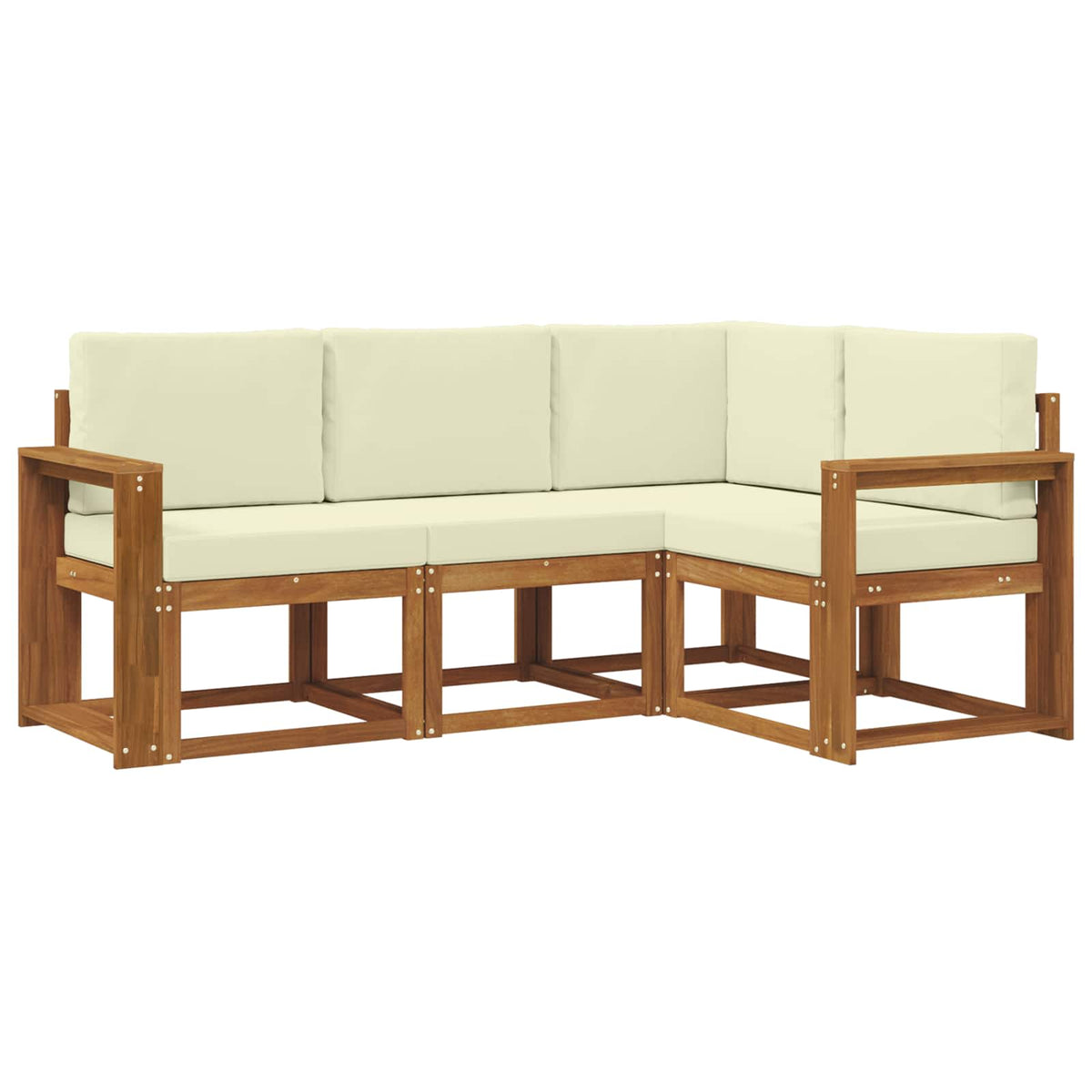 Set vanjskih sofa 4 kom. Prirodna i krem Smeđa 191,5 x 132,5 x 73 cm
