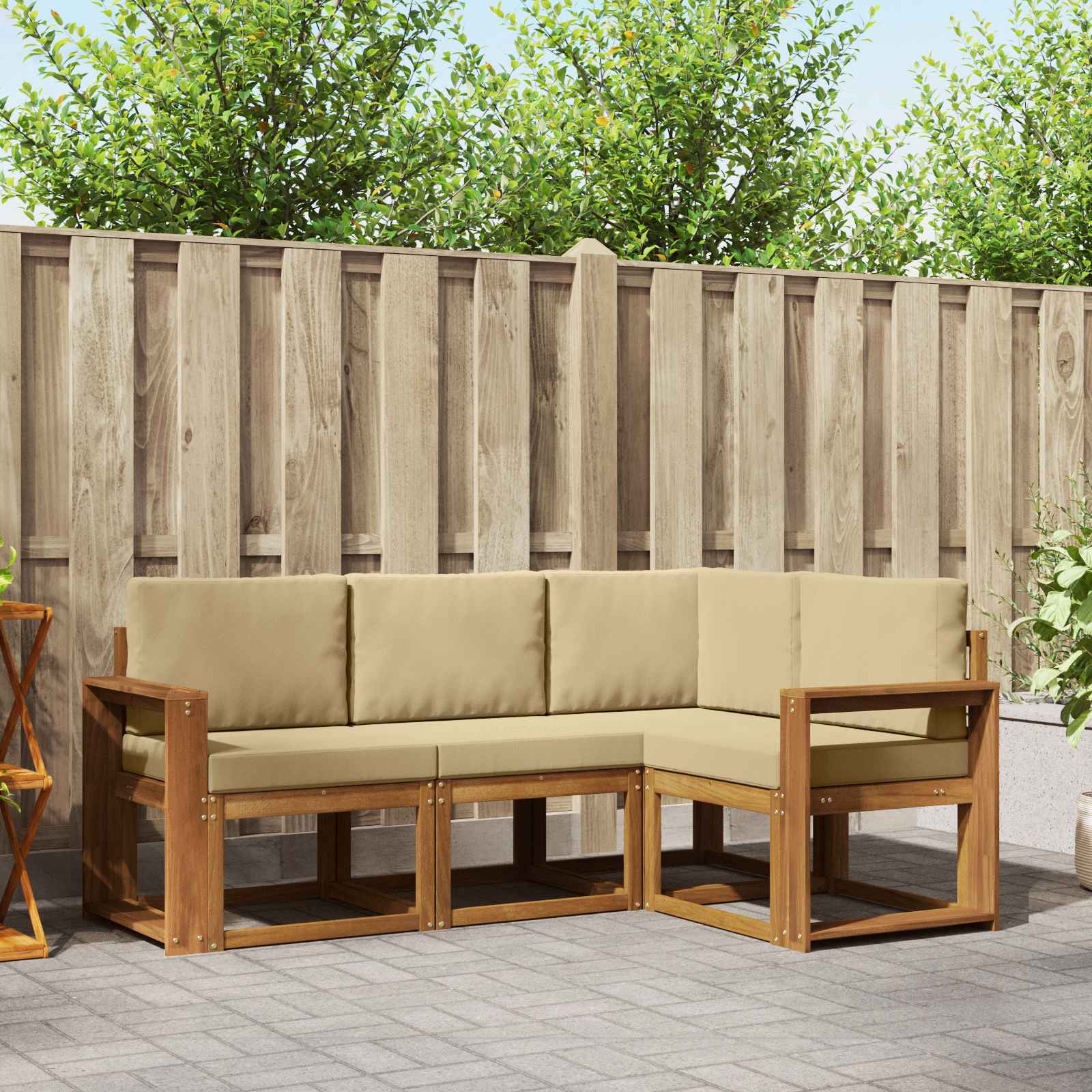 Set vanjskih sofa s jastukom 4 pcs Prirodna i bež