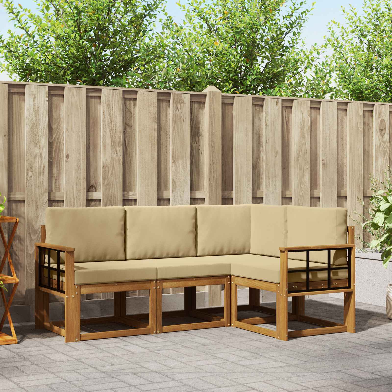 Set vanjskih sofa s jastukom 4 pcs Prirodna i bež