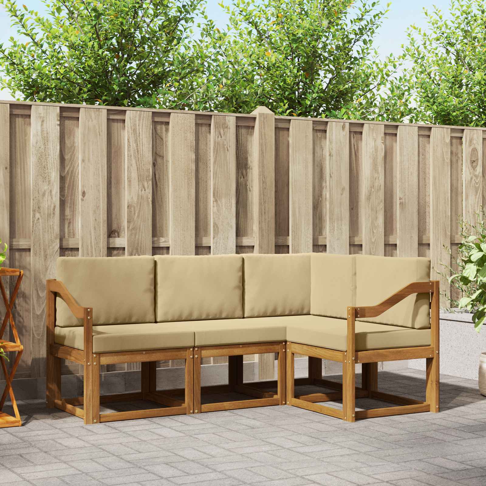 Set vanjskih sofa s jastukom 4 pcs Prirodna i bež