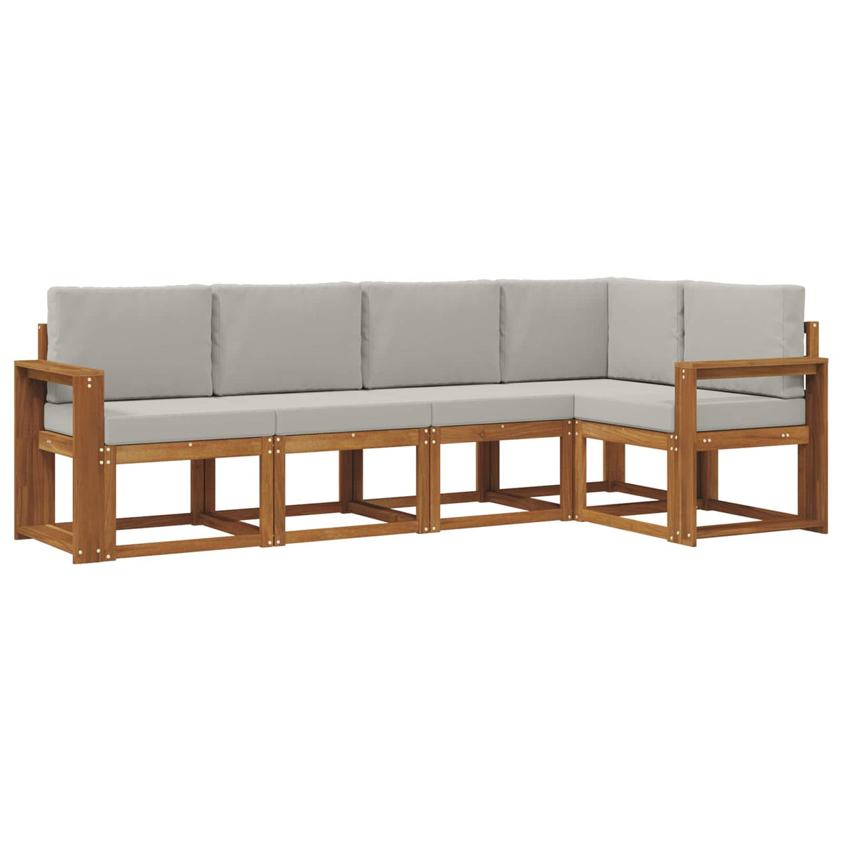 Set vanjskih sofa 5 kom. Prirodna i svijetlo siva Smeđa 251 x 132,5 x 73 cm