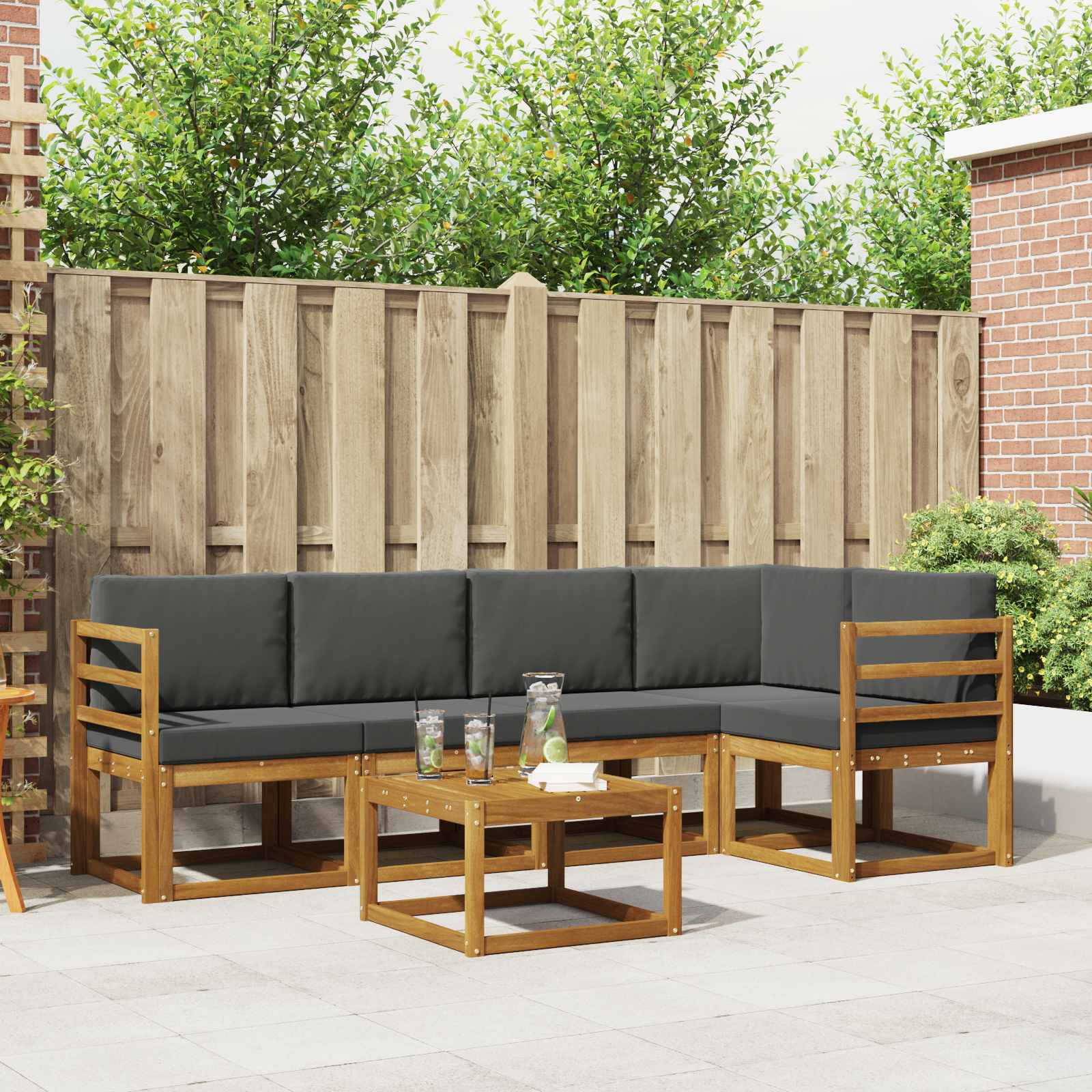 Set vanjskih sofa s jastukom 6 pcs Prirodna i antracit