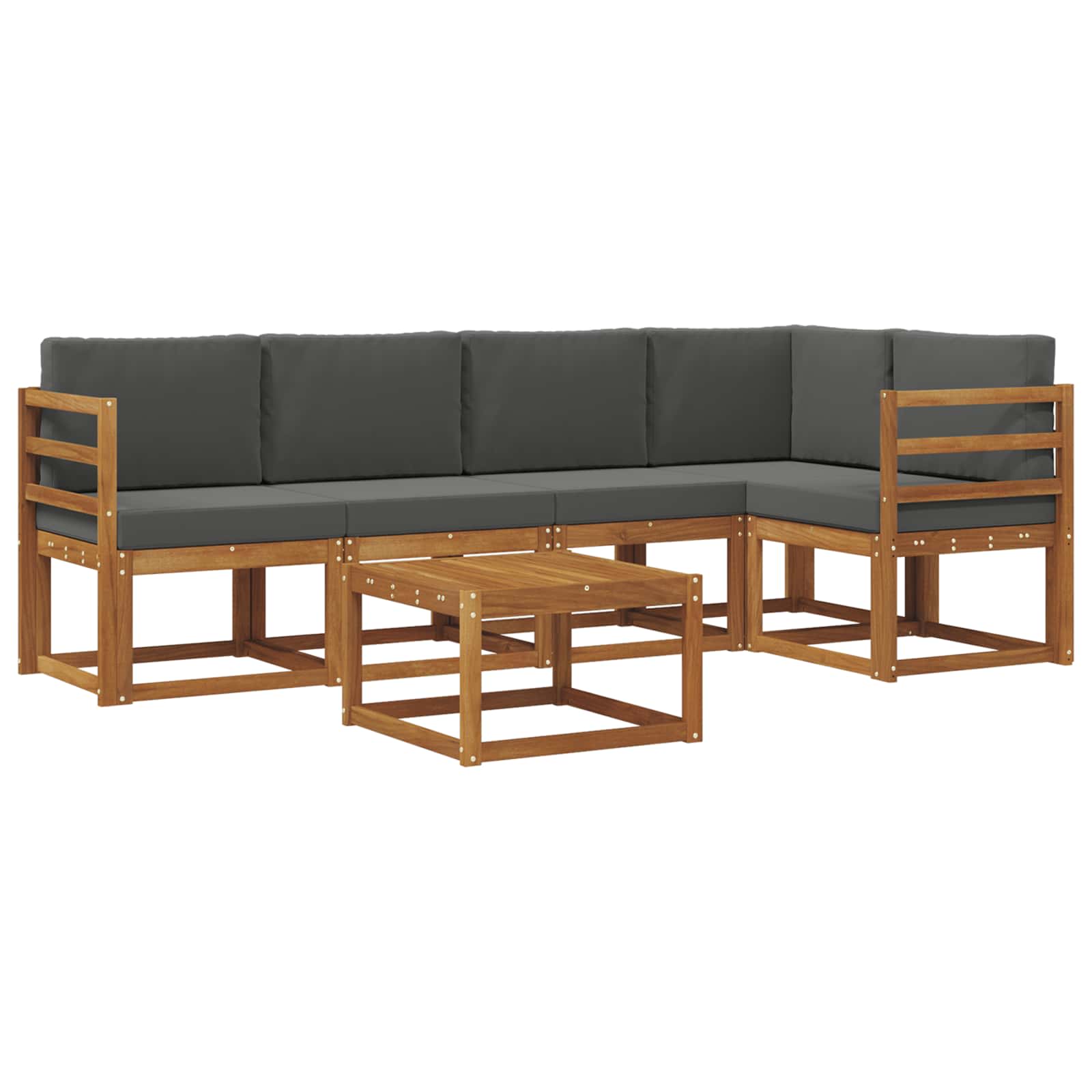 Set vanjskih sofa s jastukom 6 pcs Prirodna i antracit