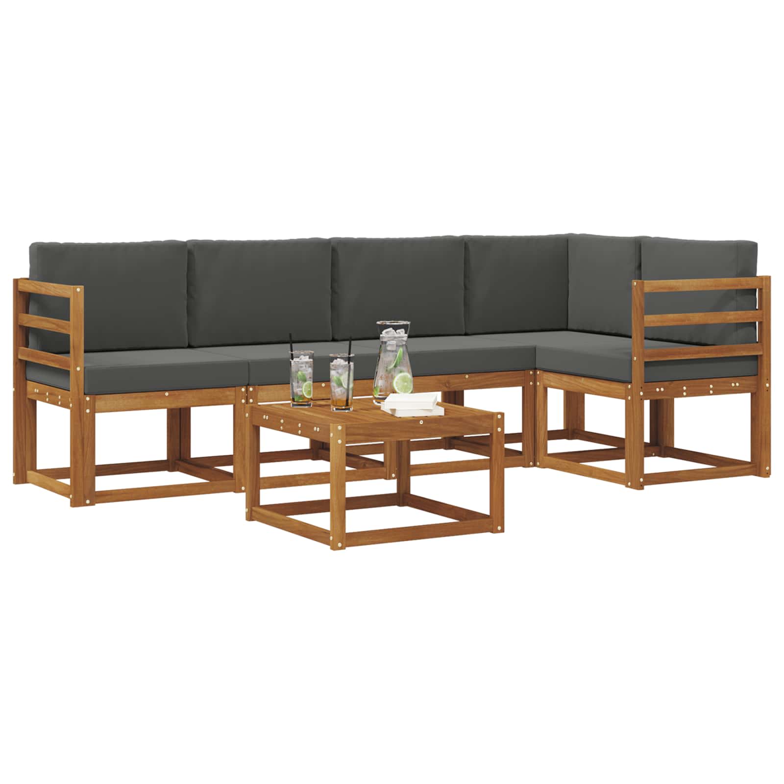 Set vanjskih sofa s jastukom 6 pcs Prirodna i antracit