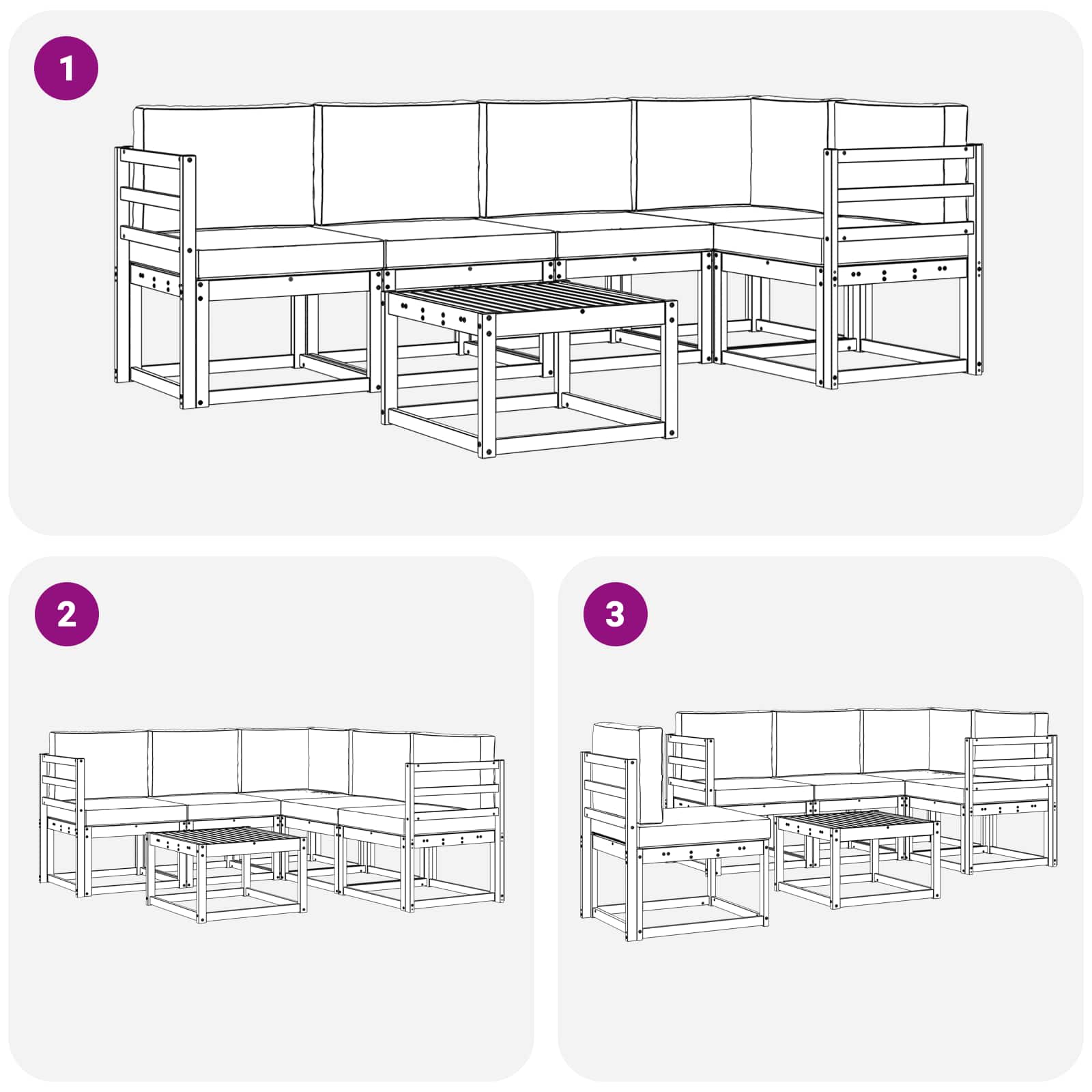 Set vanjskih sofa s jastukom 6 pcs Prirodna i antracit