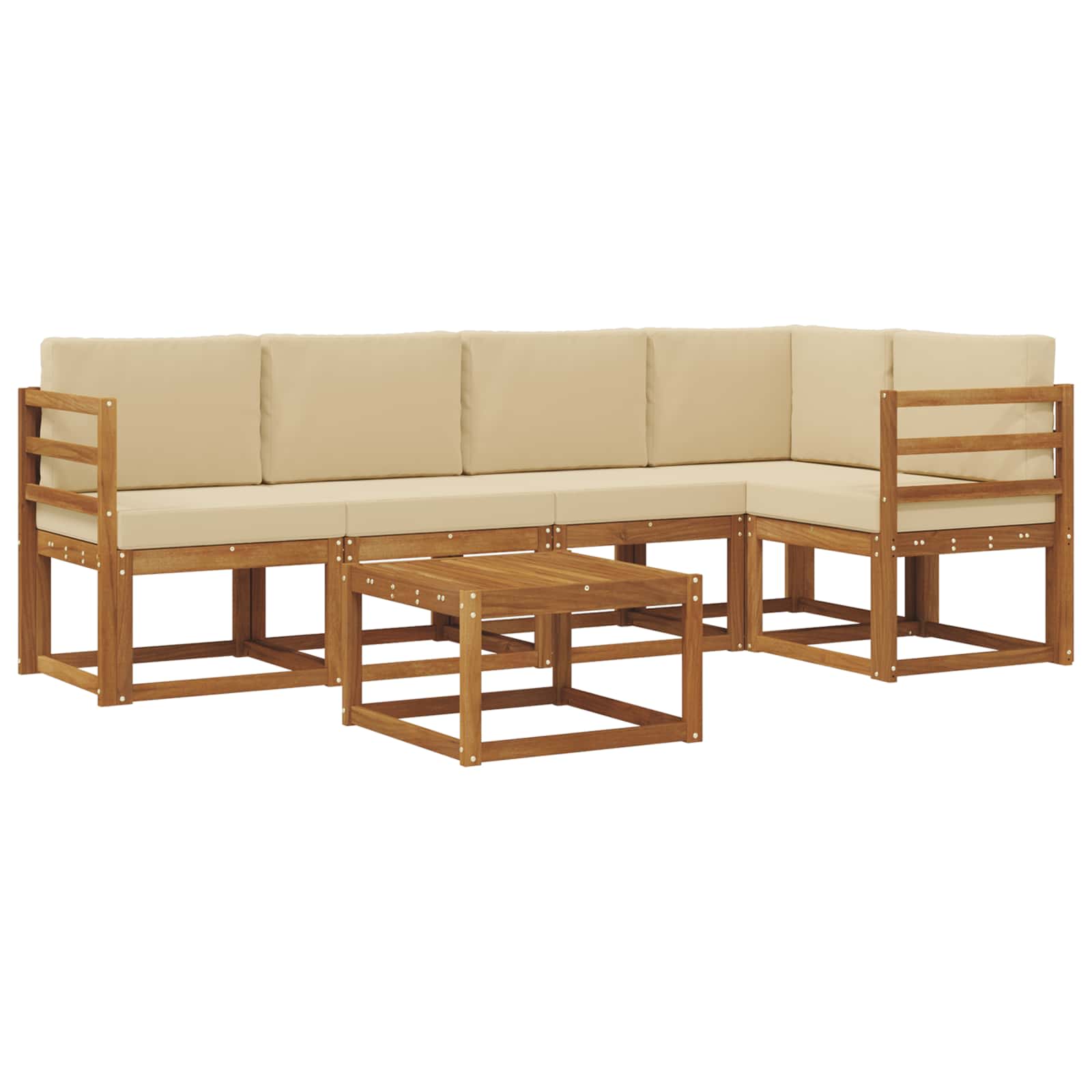 Set vanjskih sofa s jastukom 6 pcs Prirodna i bež